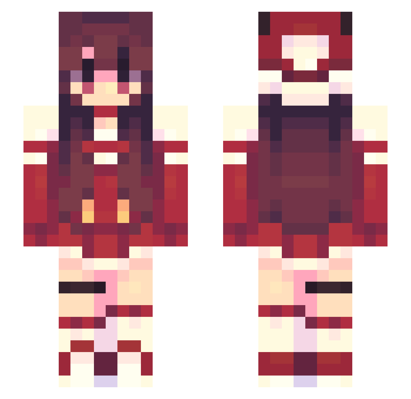 XxAlexiaz Minecraft skin, front and back view