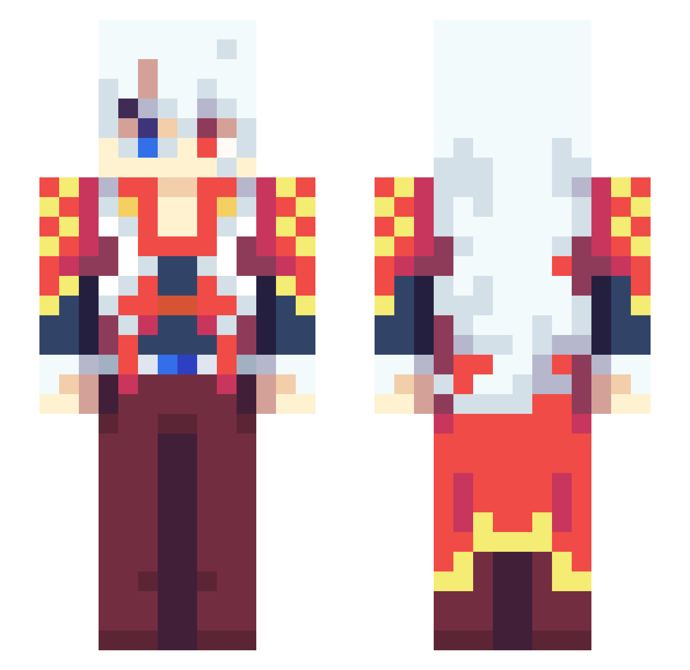 Squompy Minecraft skin, front and back view