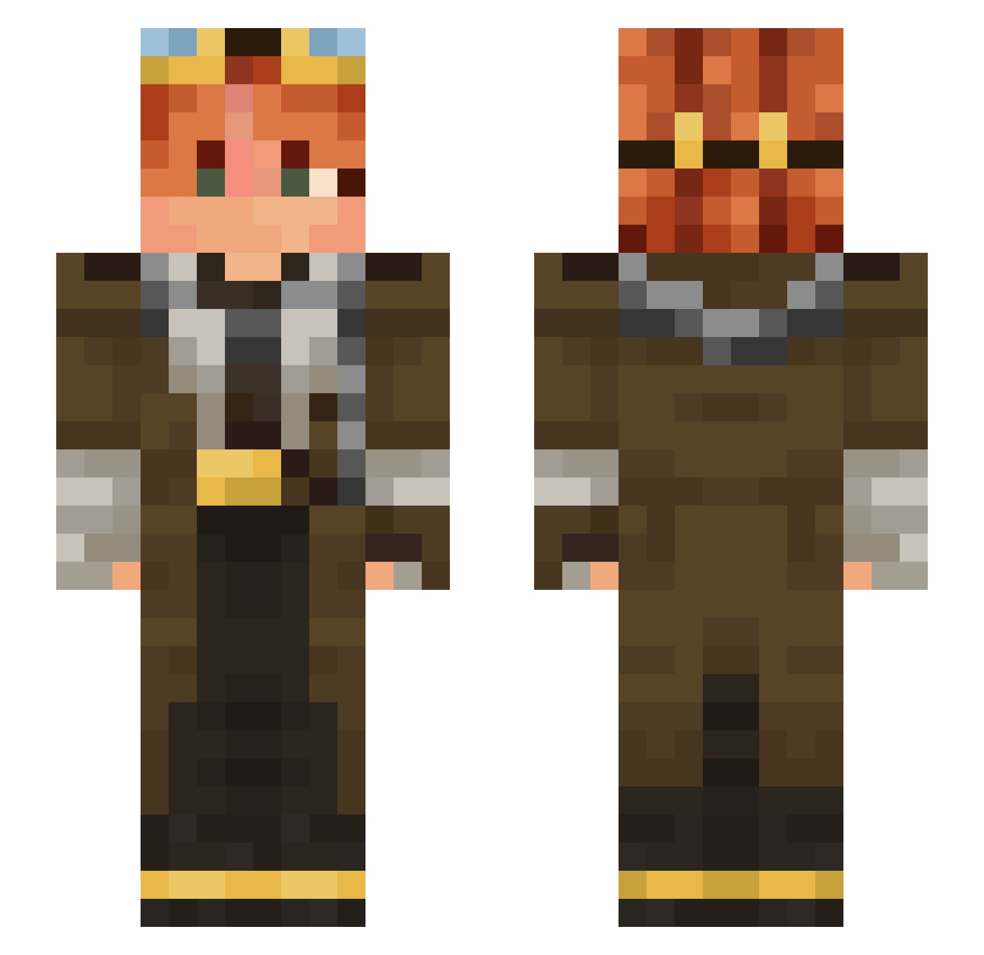 Tesladark Minecraft skin, front and back view