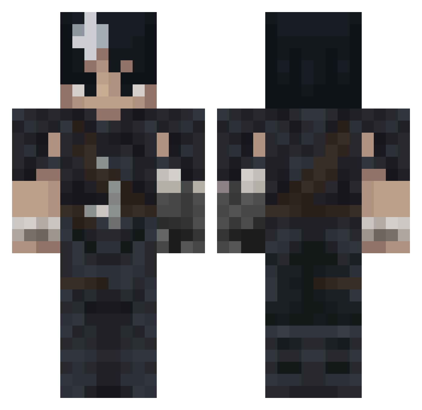 noobouest Minecraft skin, front and back view