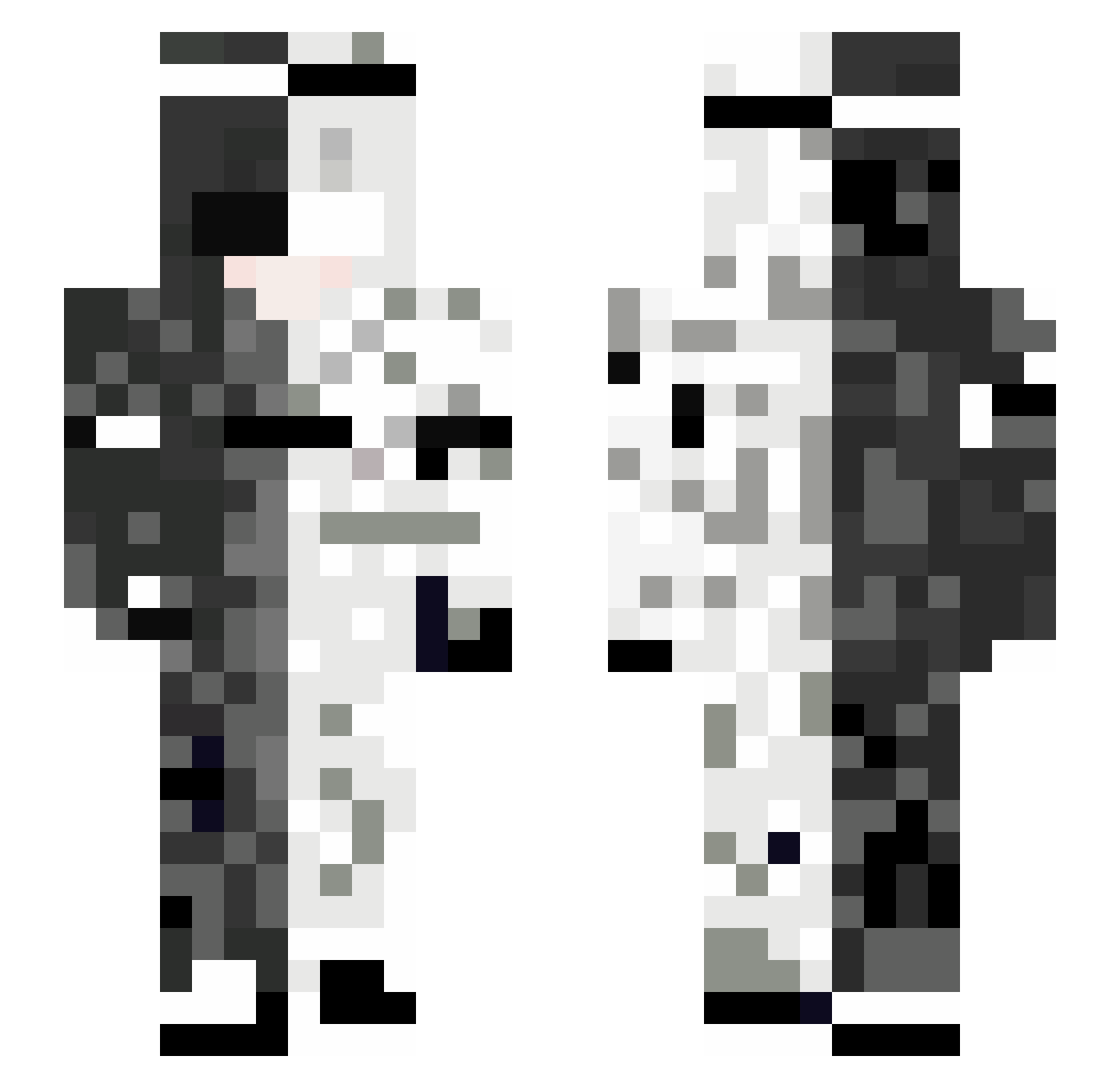 AvAurora Minecraft skin, front and back view