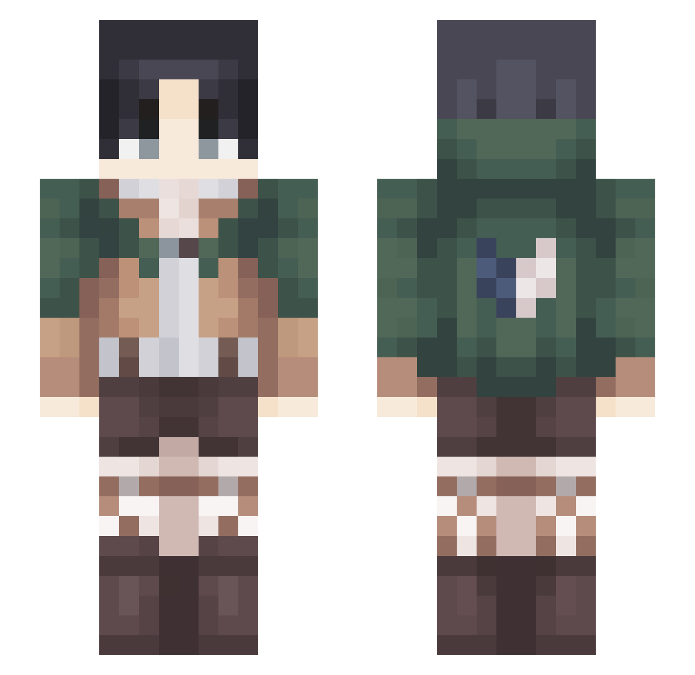 WickedEarWax Minecraft skin, front and back view