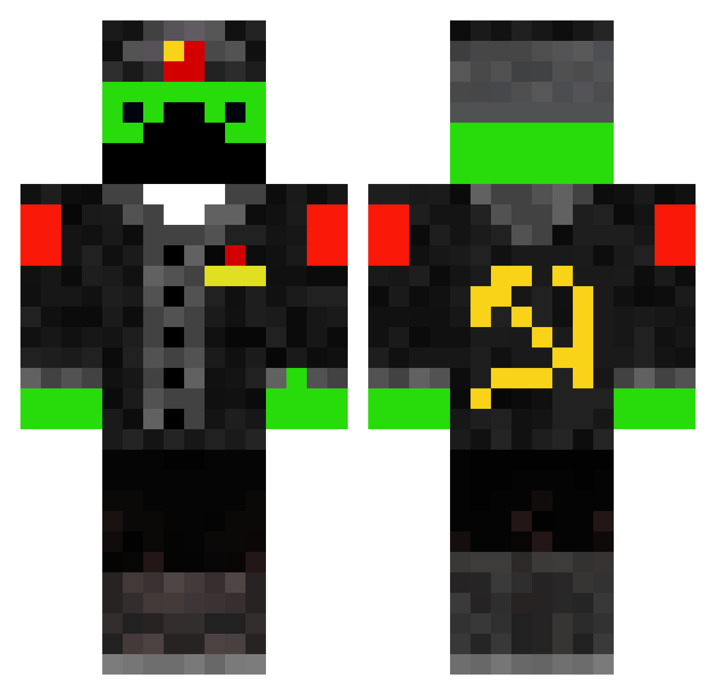 Paracellium Minecraft skin, front and back view