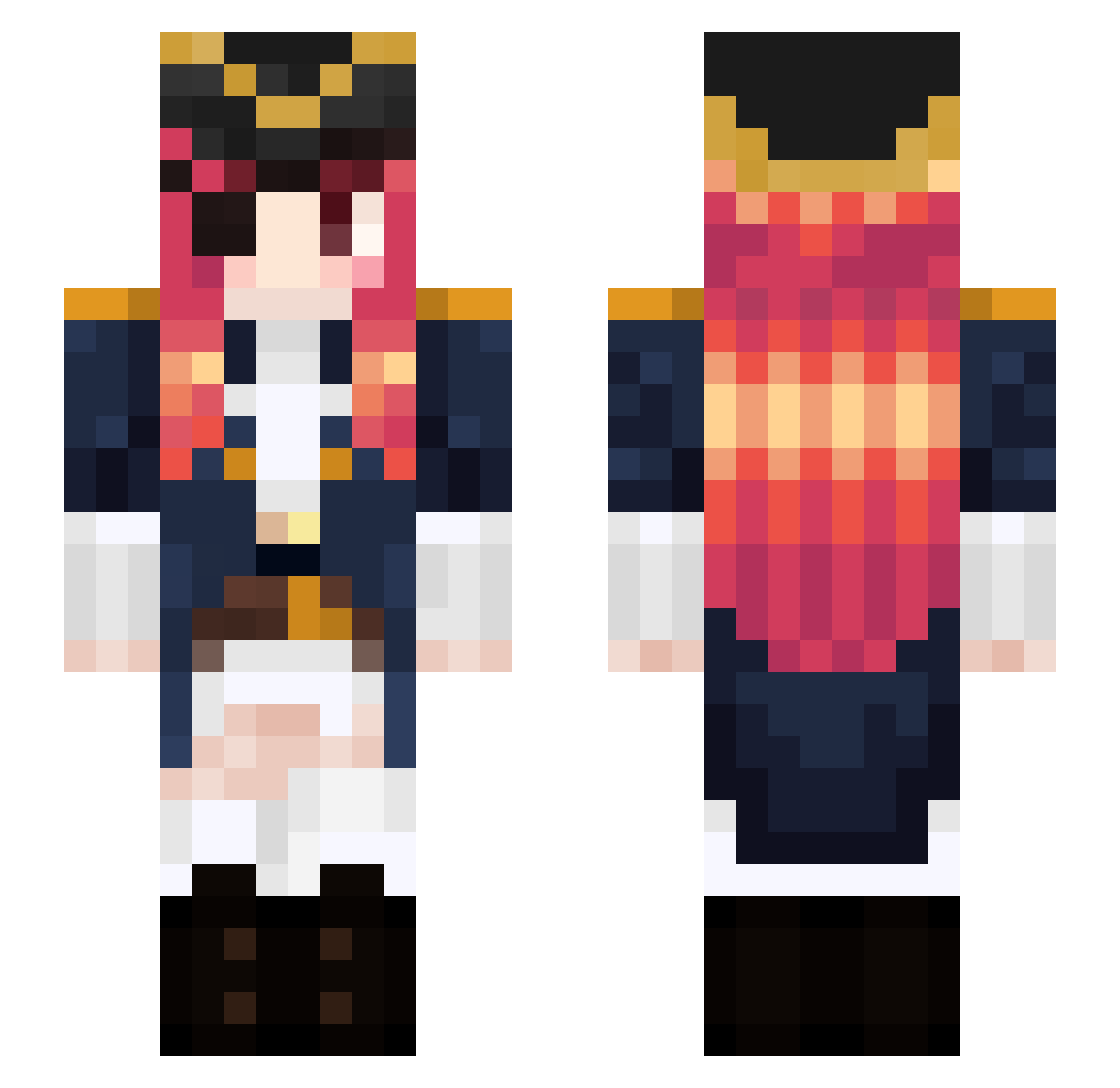 Lumiriel Minecraft skin, front and back view