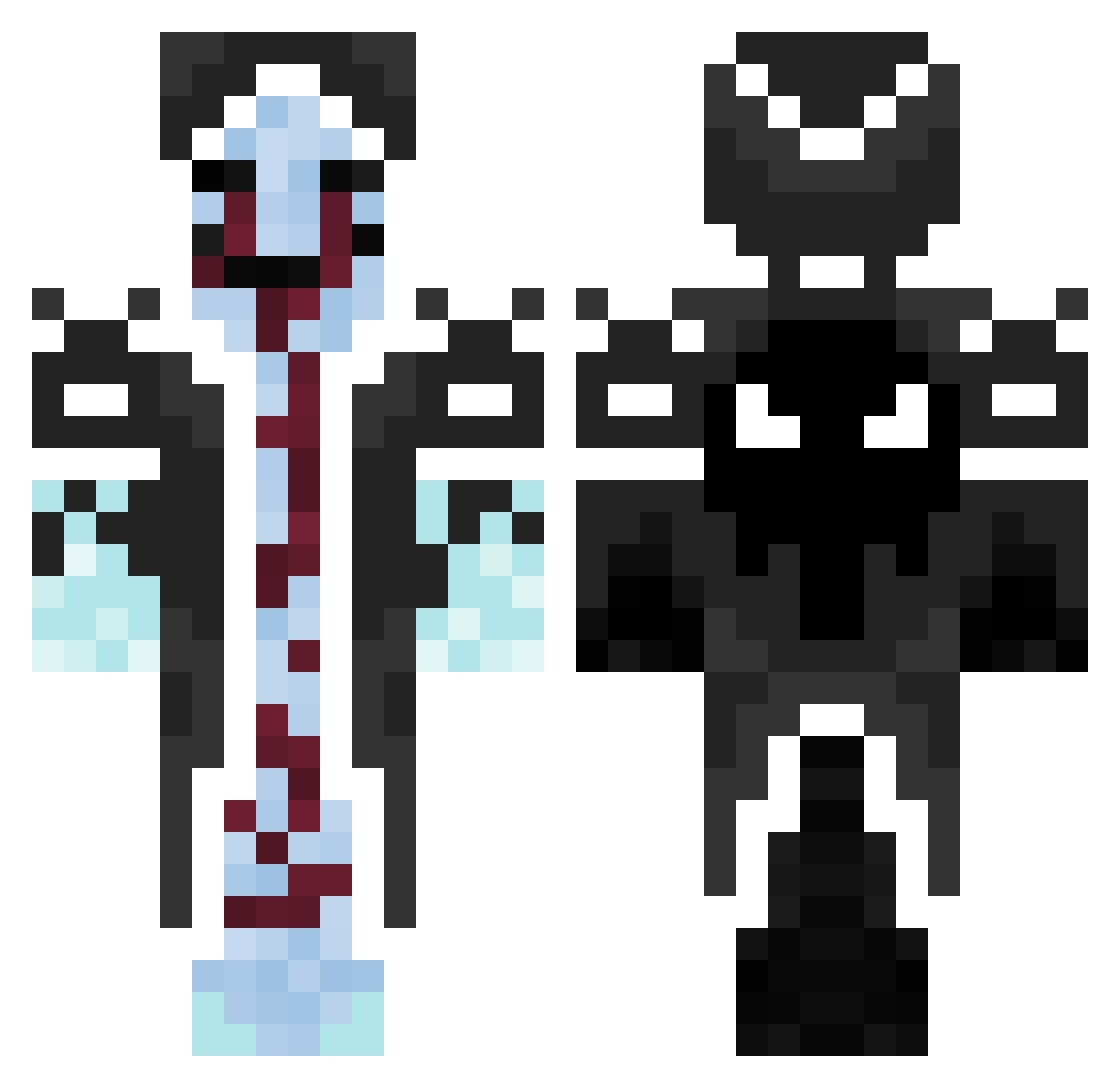 whitewisp69 Minecraft skin, front and back view