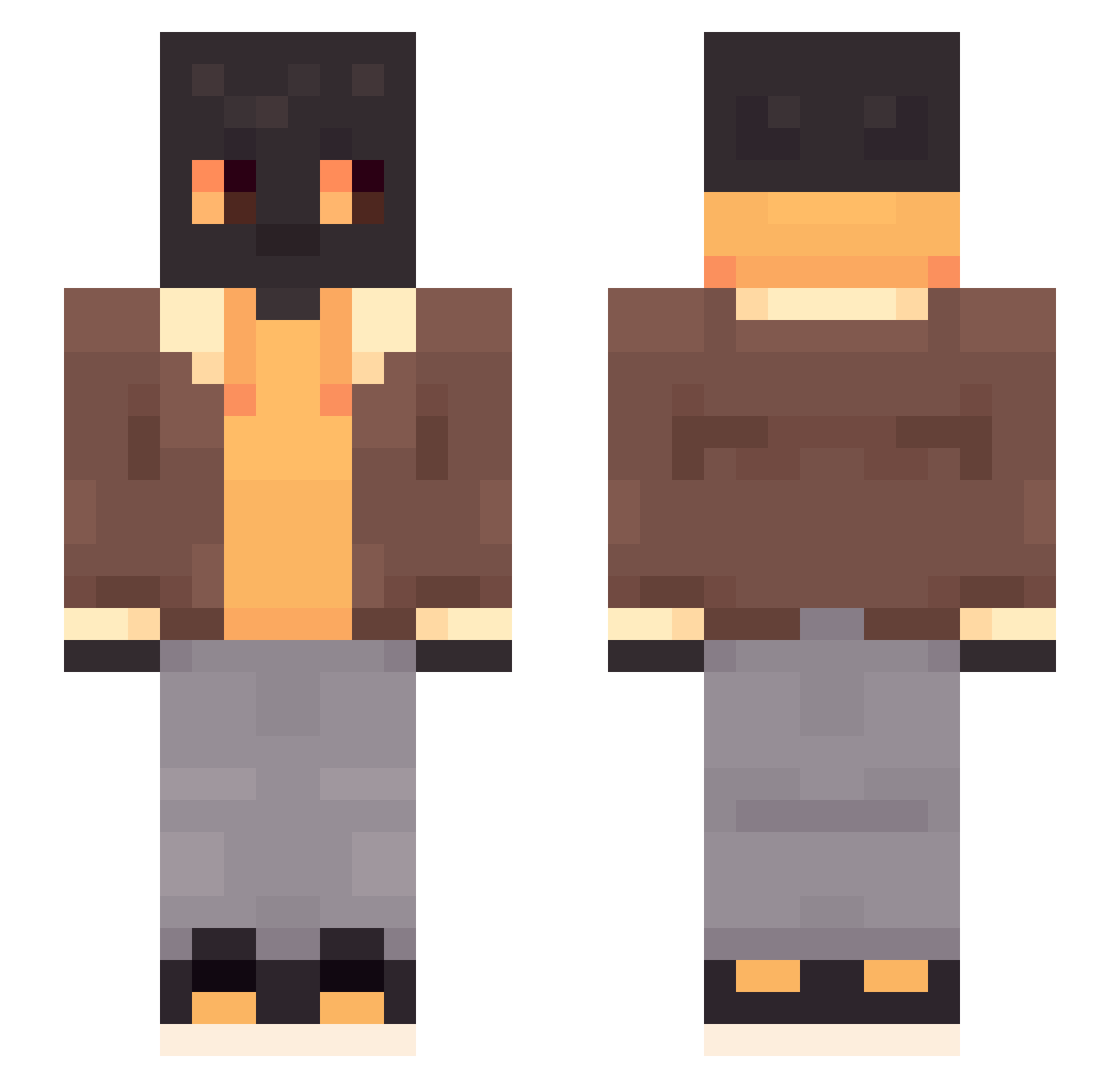 OtterTophat Minecraft skin, front and back view