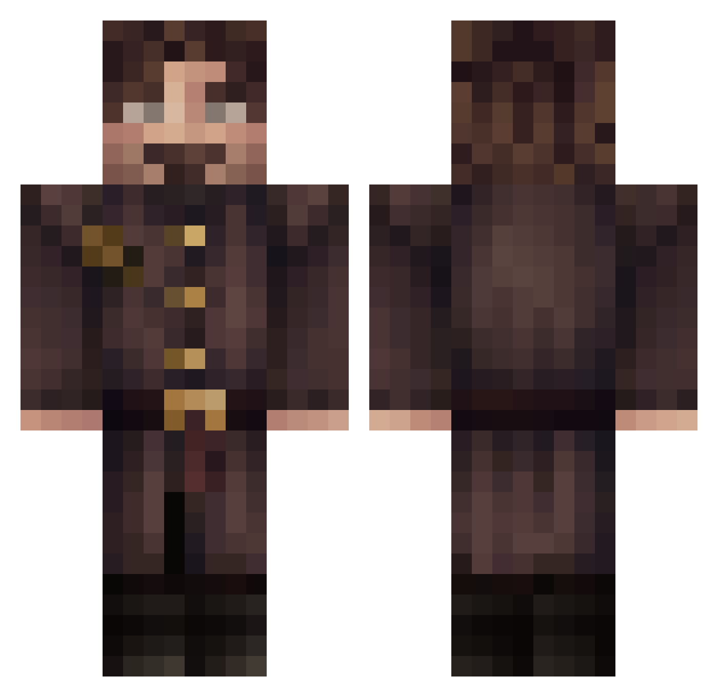 DerBaku Minecraft skin, front and back view