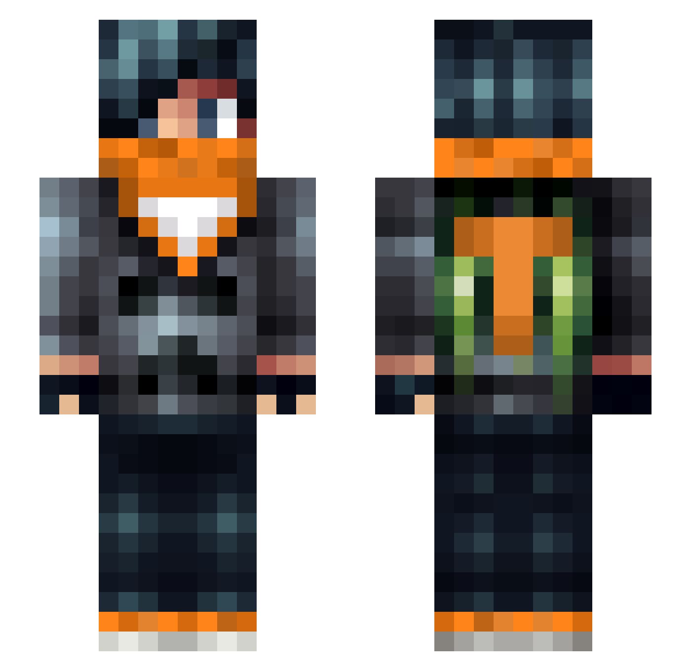 Aerosolized Minecraft skin, front and back view