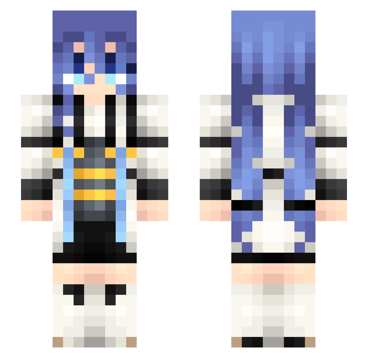 Xniver Minecraft skin, front and back view