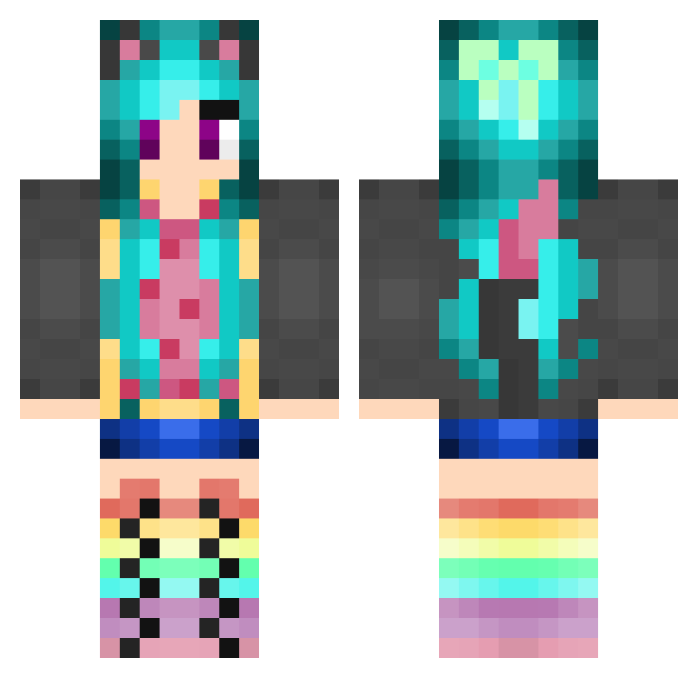 pure Minecraft skin, front and back view