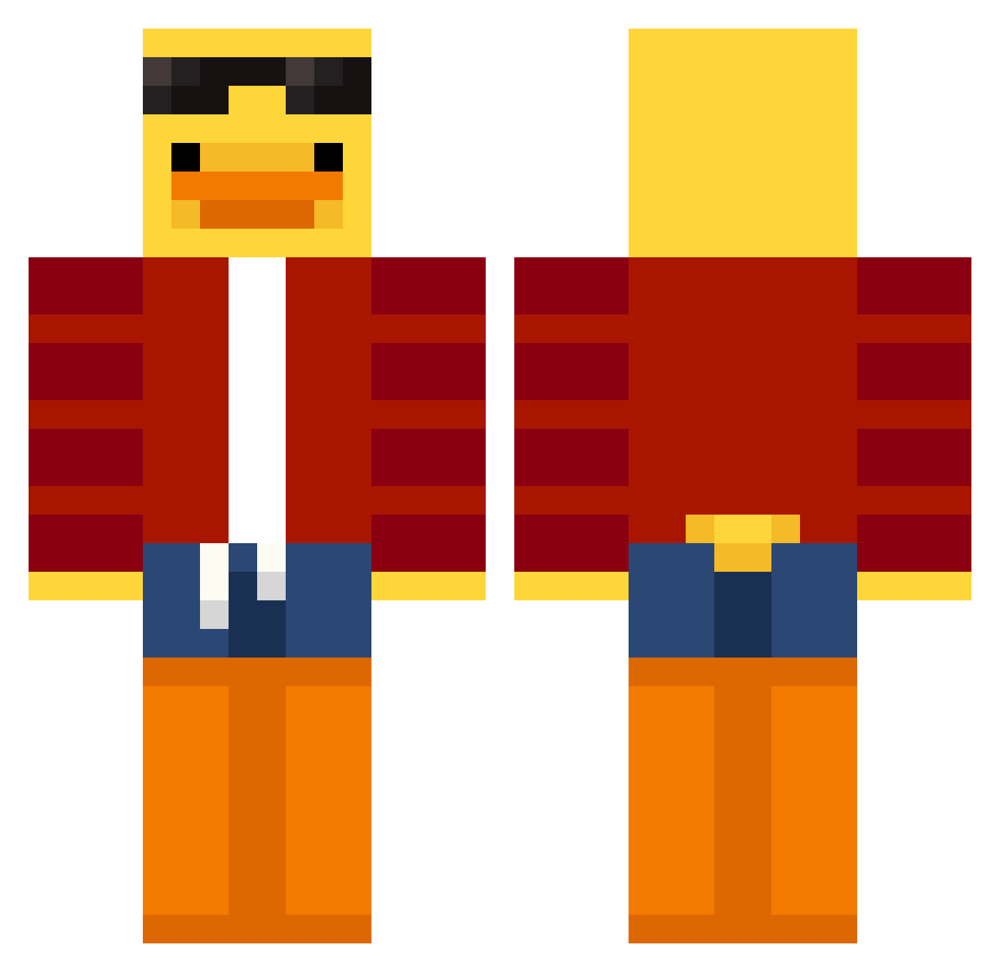 kaiflames Minecraft skin, front and back view