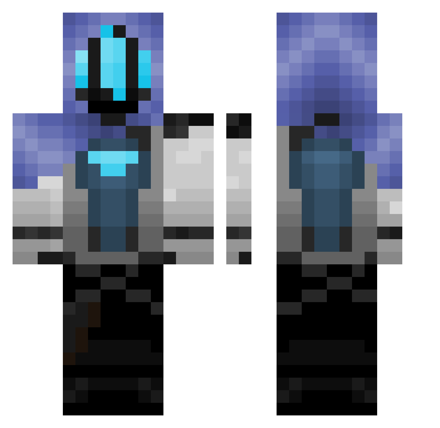 Blu_Minstrels Minecraft skin, front and back view