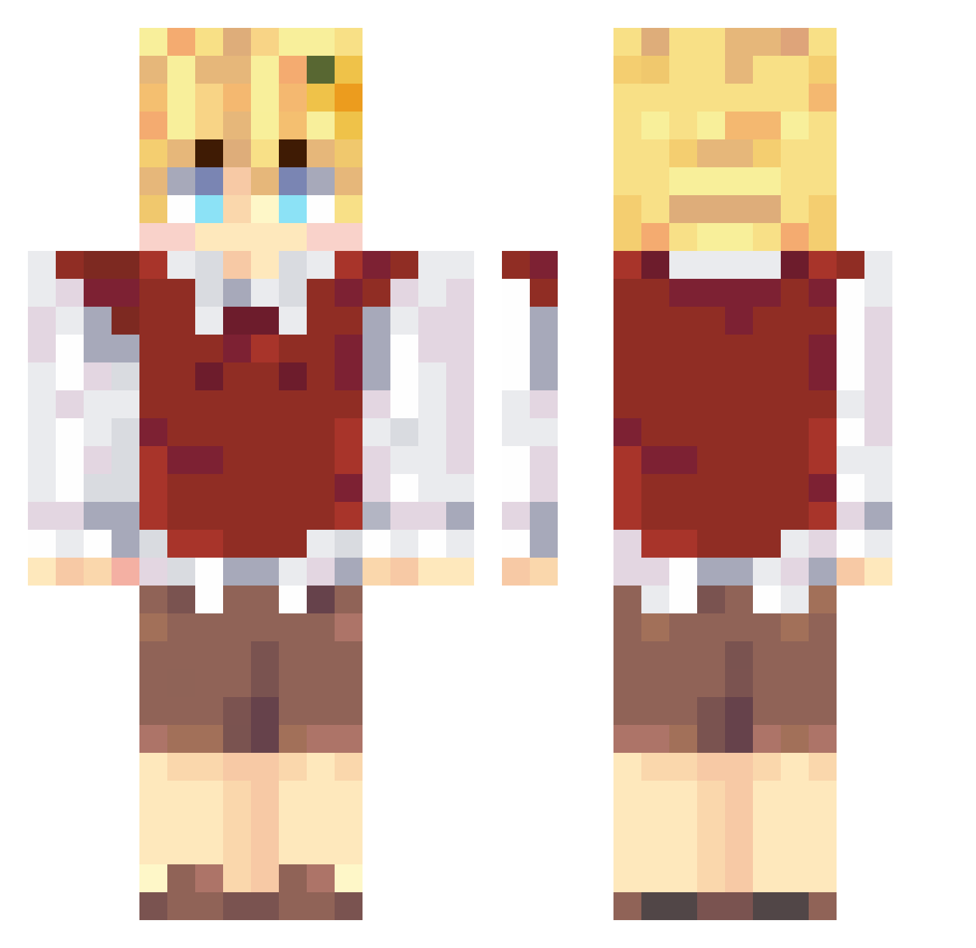 Chrome257 Minecraft skin, front and back view