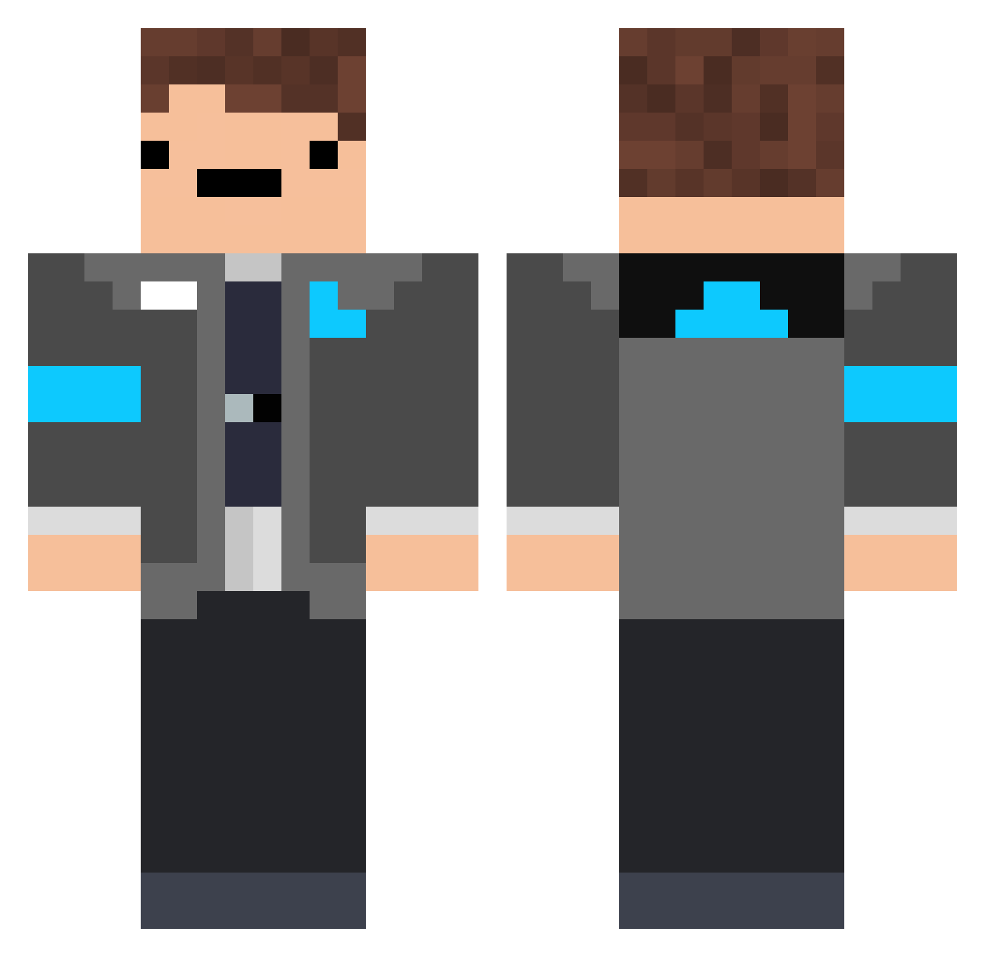 toothblock Minecraft skin, front and back view
