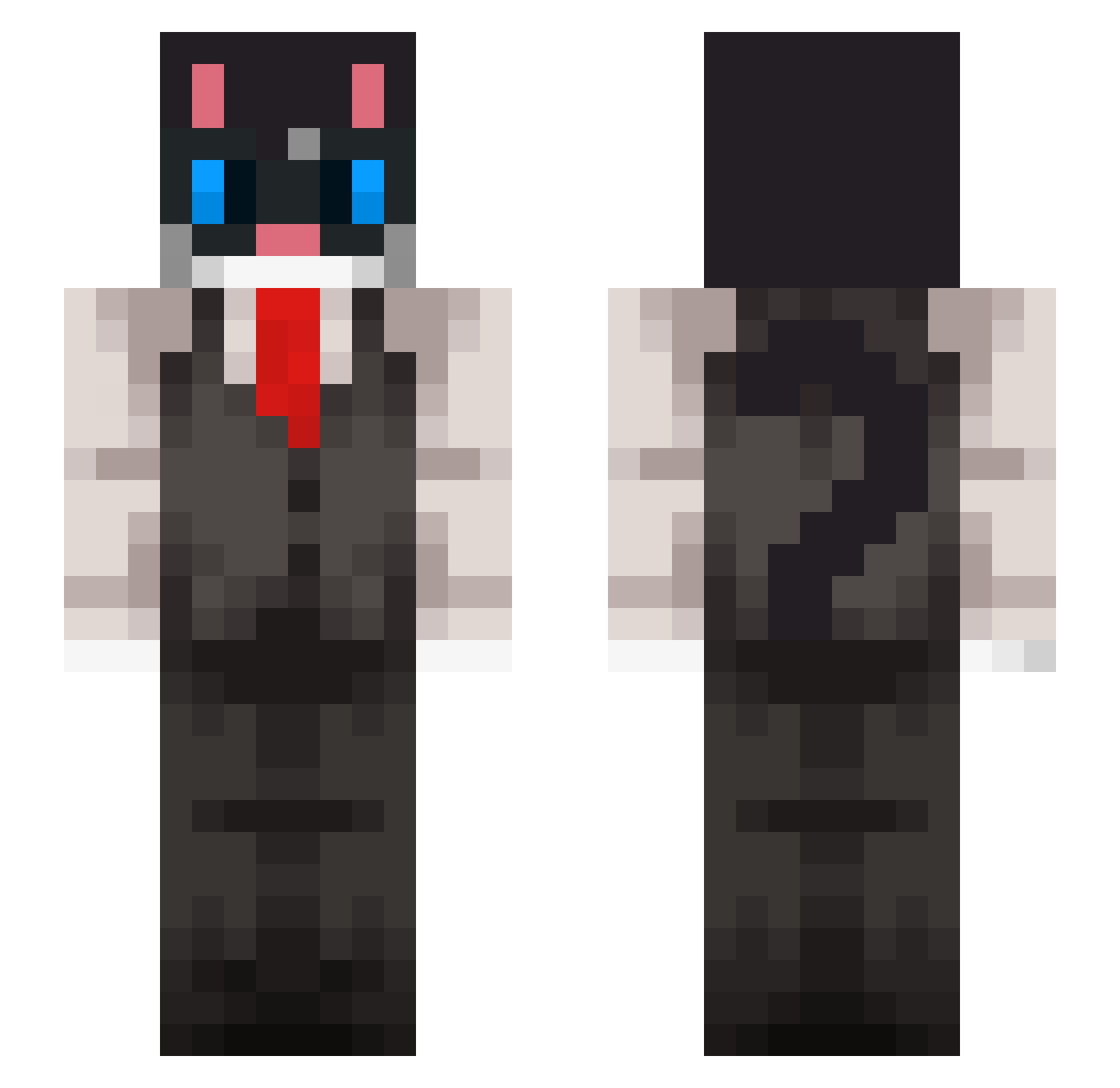 Loganoutthiswrld Minecraft skin, front and back view