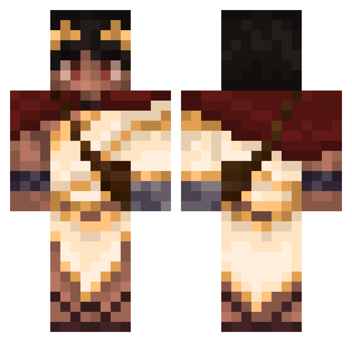 Ajvihn Minecraft skin, front and back view