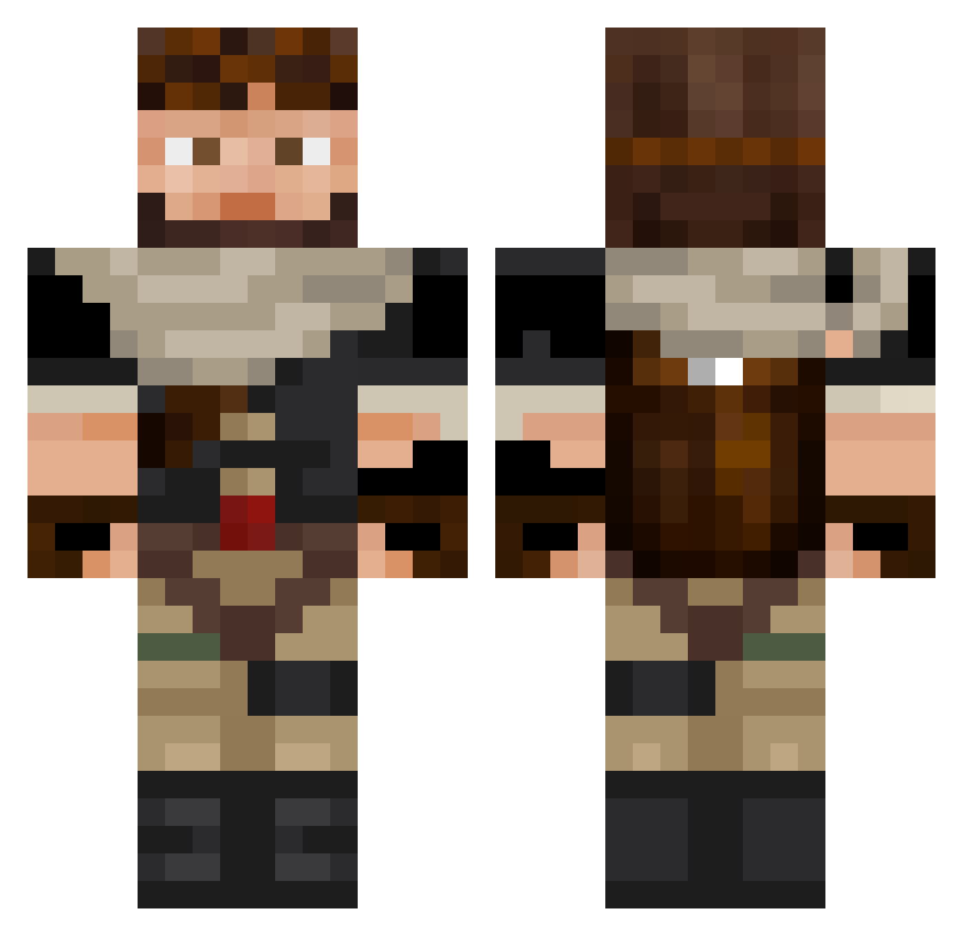 Chrsvnhst Minecraft skin, front and back view