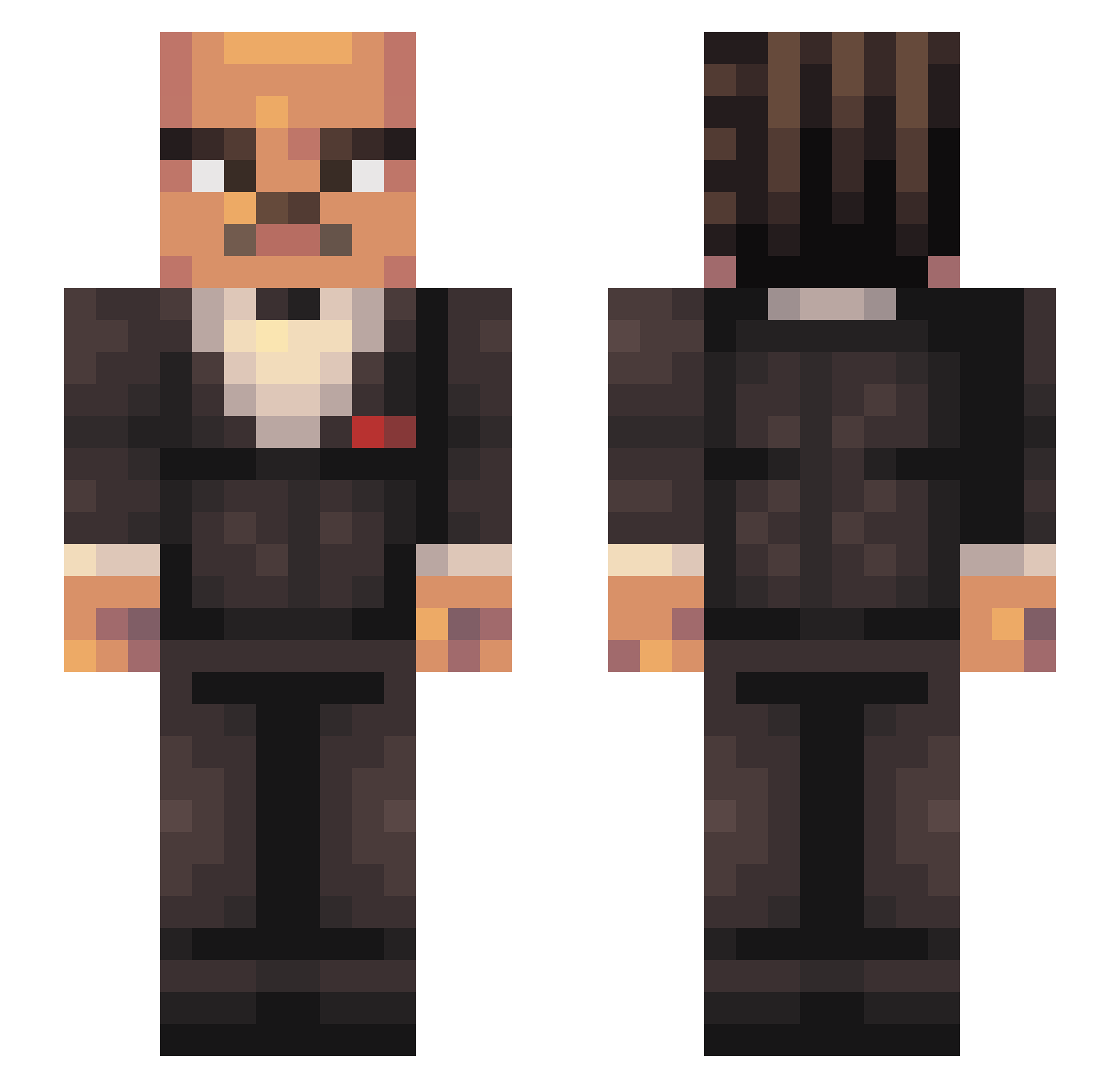 Deinity Minecraft skin, front and back view