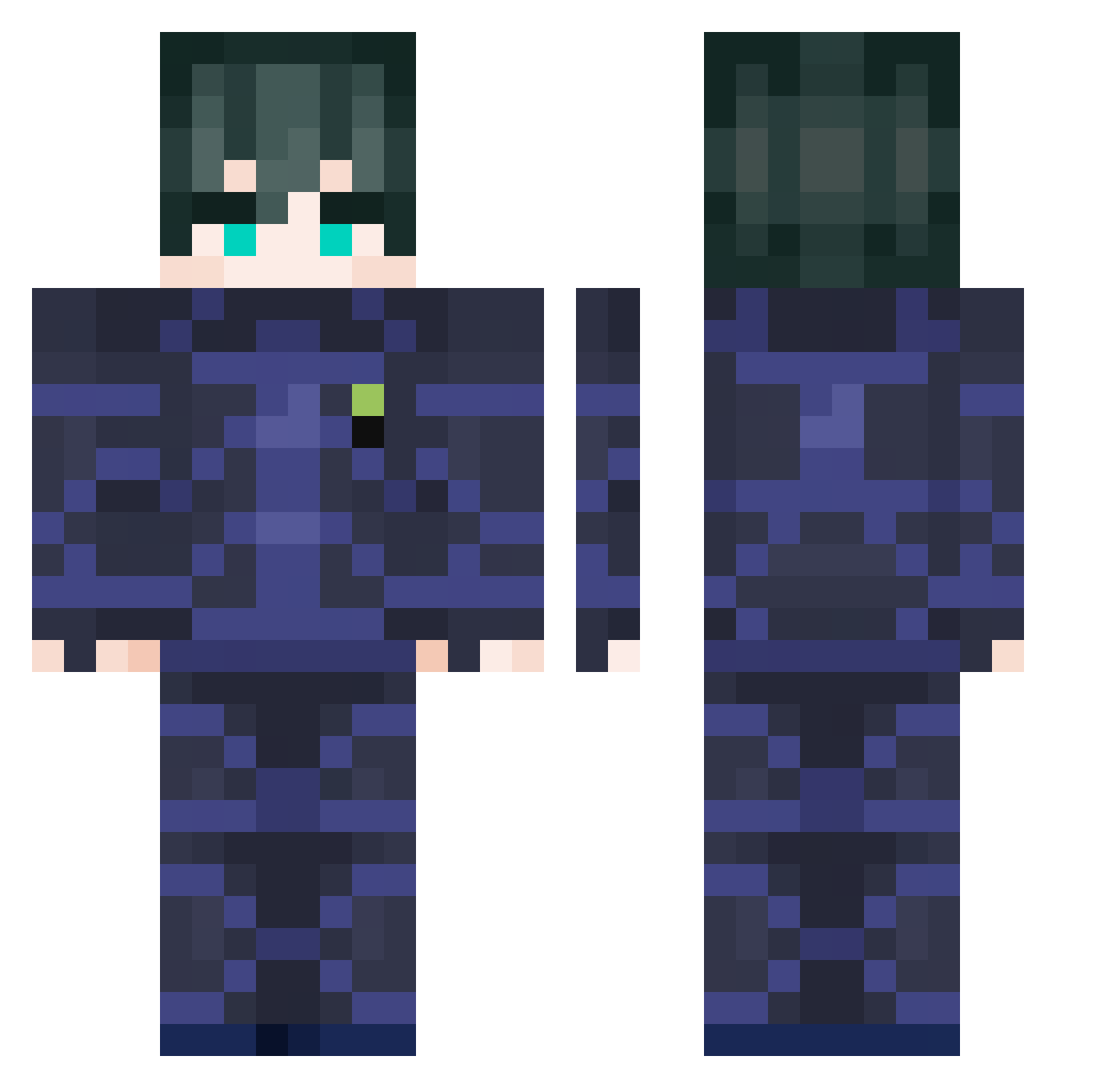 Porschexz Minecraft skin, front and back view