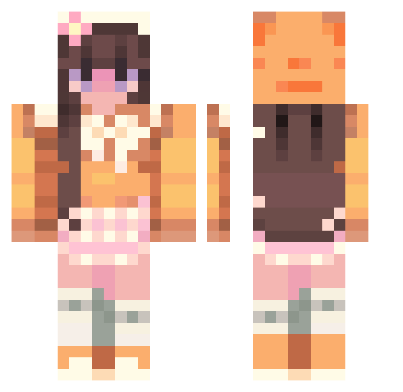 sojushii Minecraft skin, front and back view