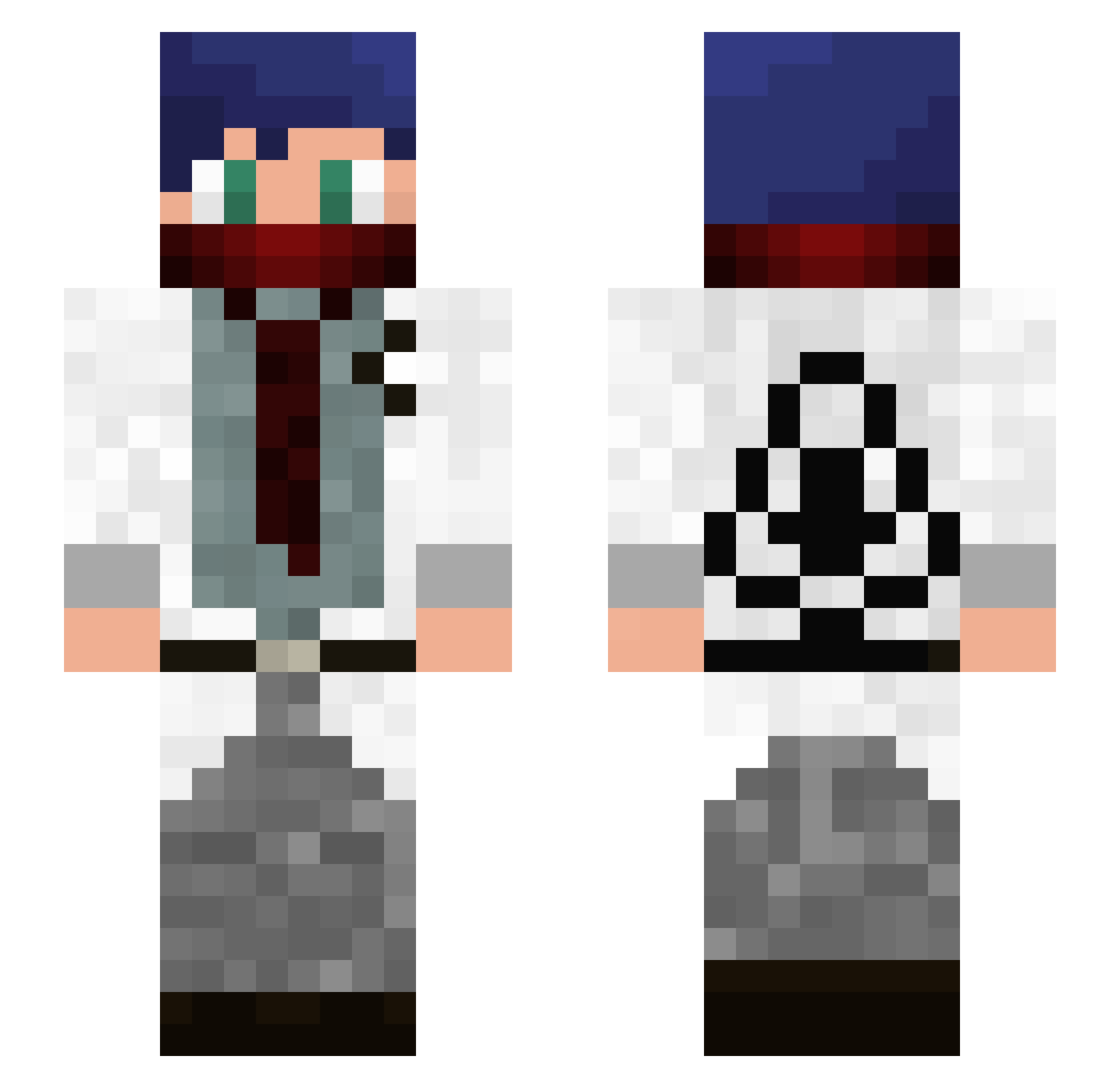 OceanScientist Minecraft skin, front and back view