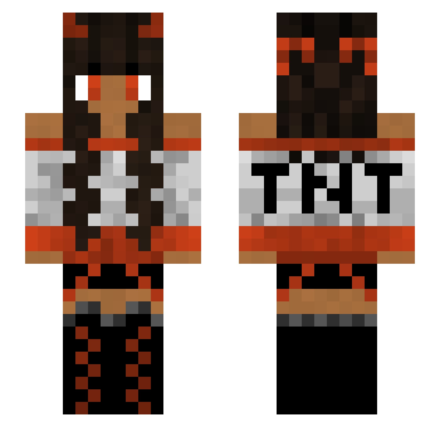 WowItsPleb4life Minecraft skin, front and back view