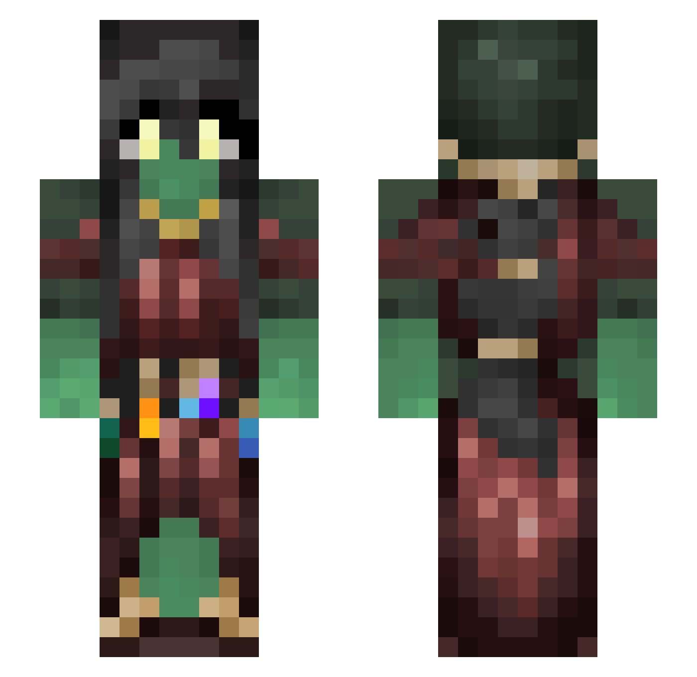 Skertles Minecraft skin, front and back view
