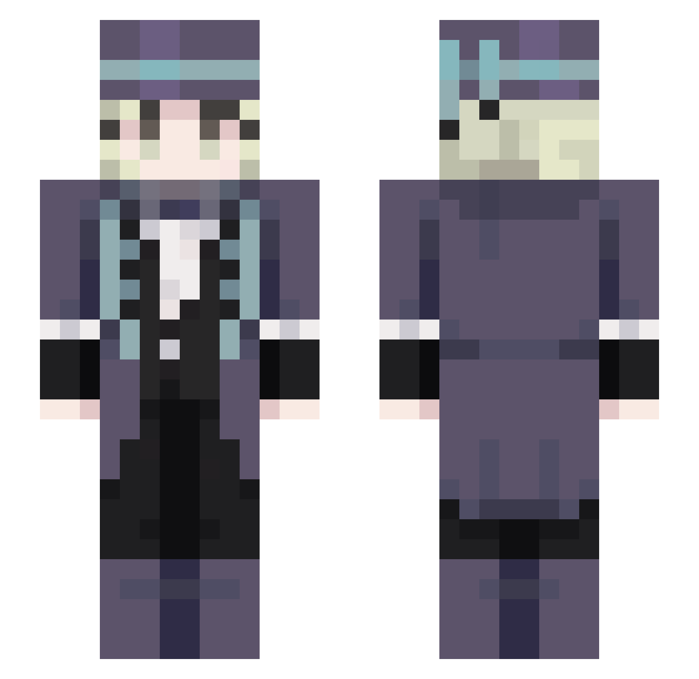 ViolenceInViolet Minecraft skin, front and back view