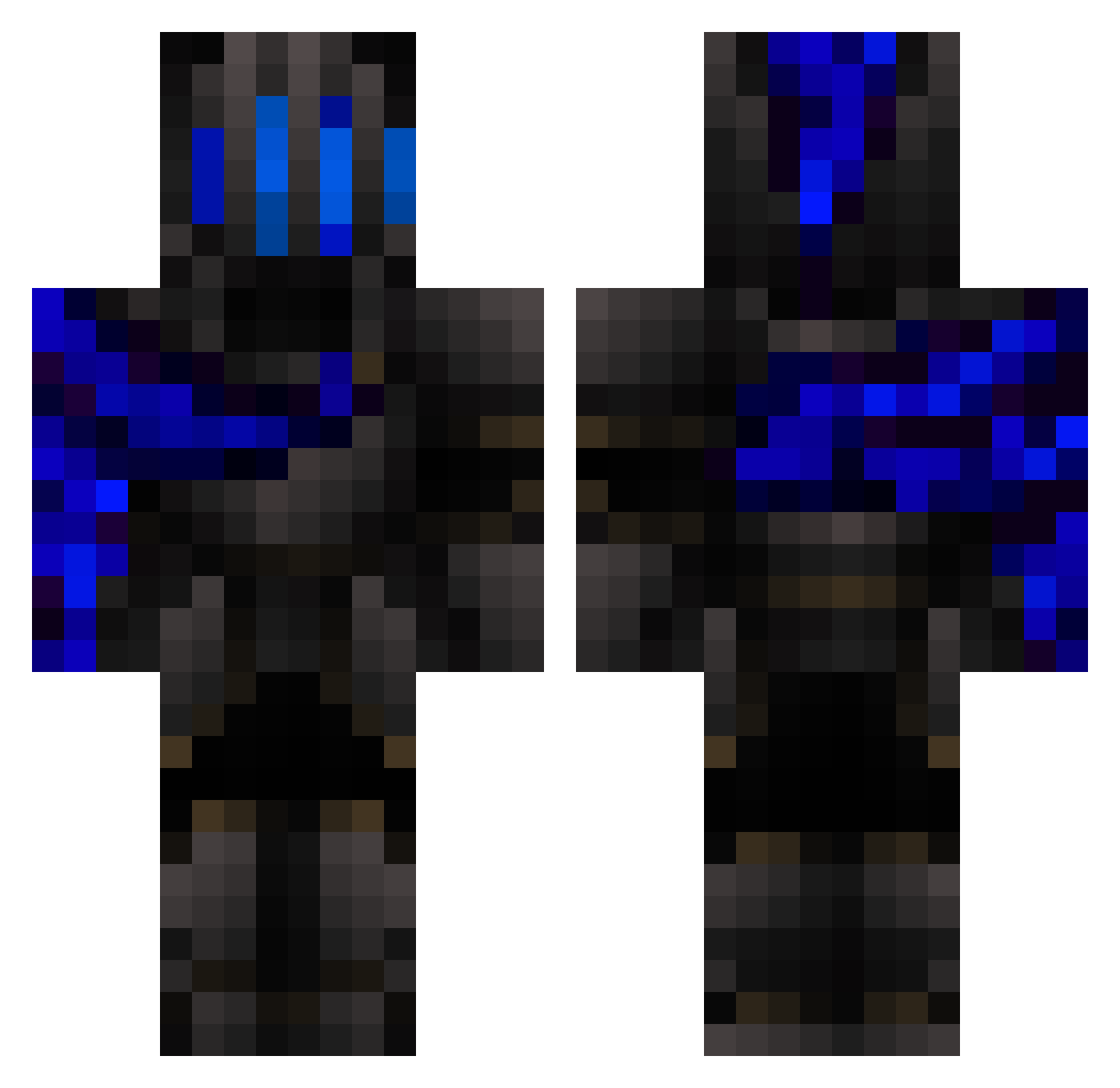 Valkira02 Minecraft skin, front and back view