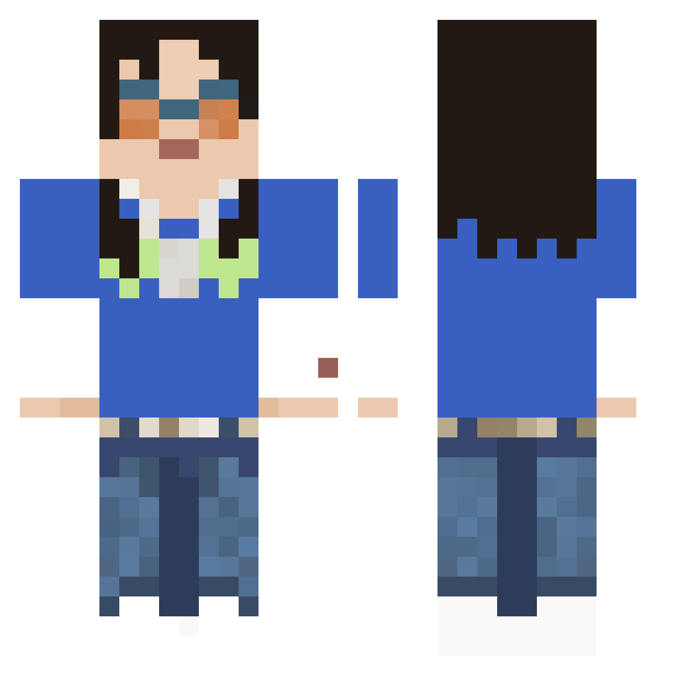 ackeeeh Minecraft skin, front and back view