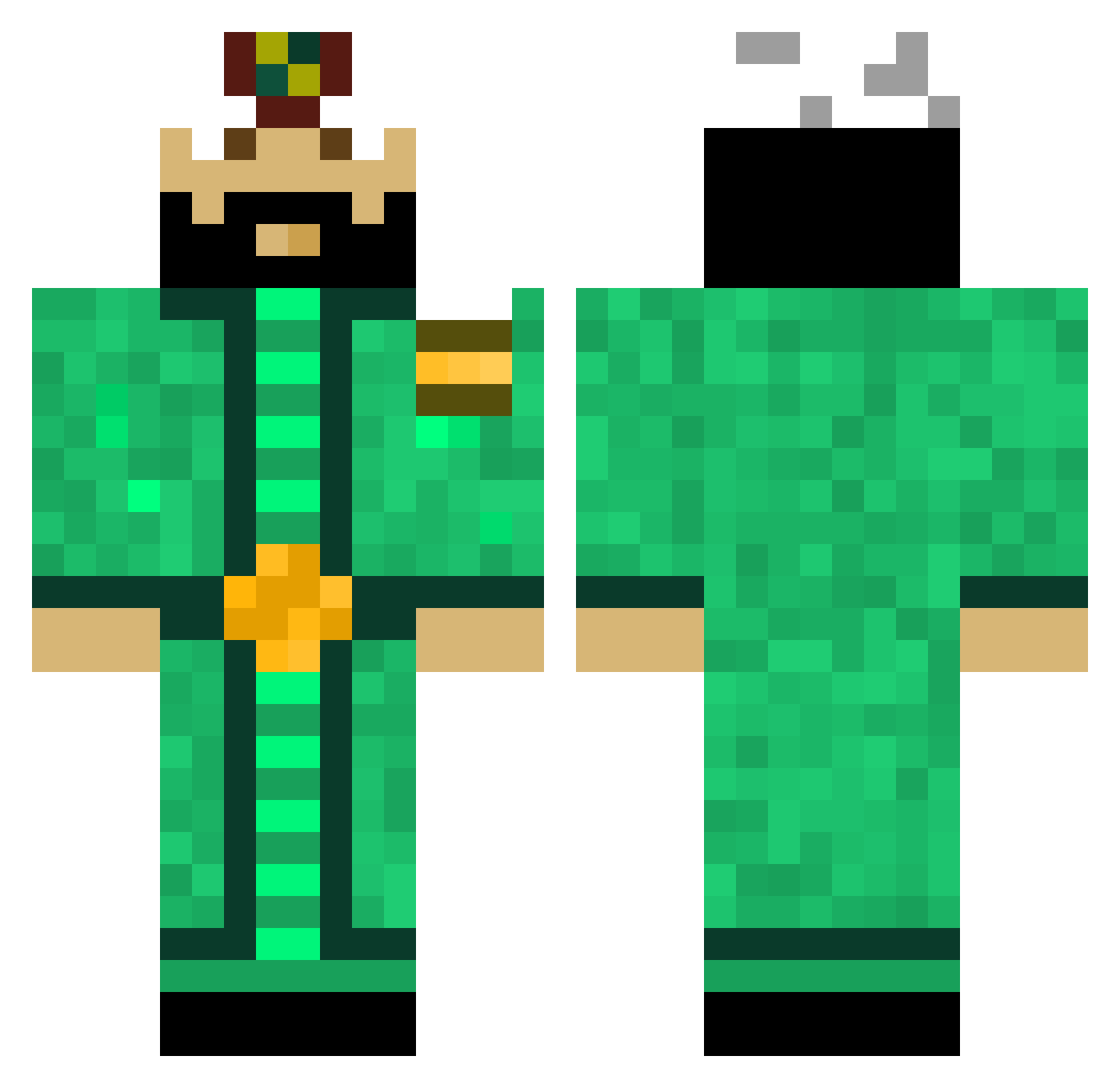 XcrFt Minecraft skin, front and back view