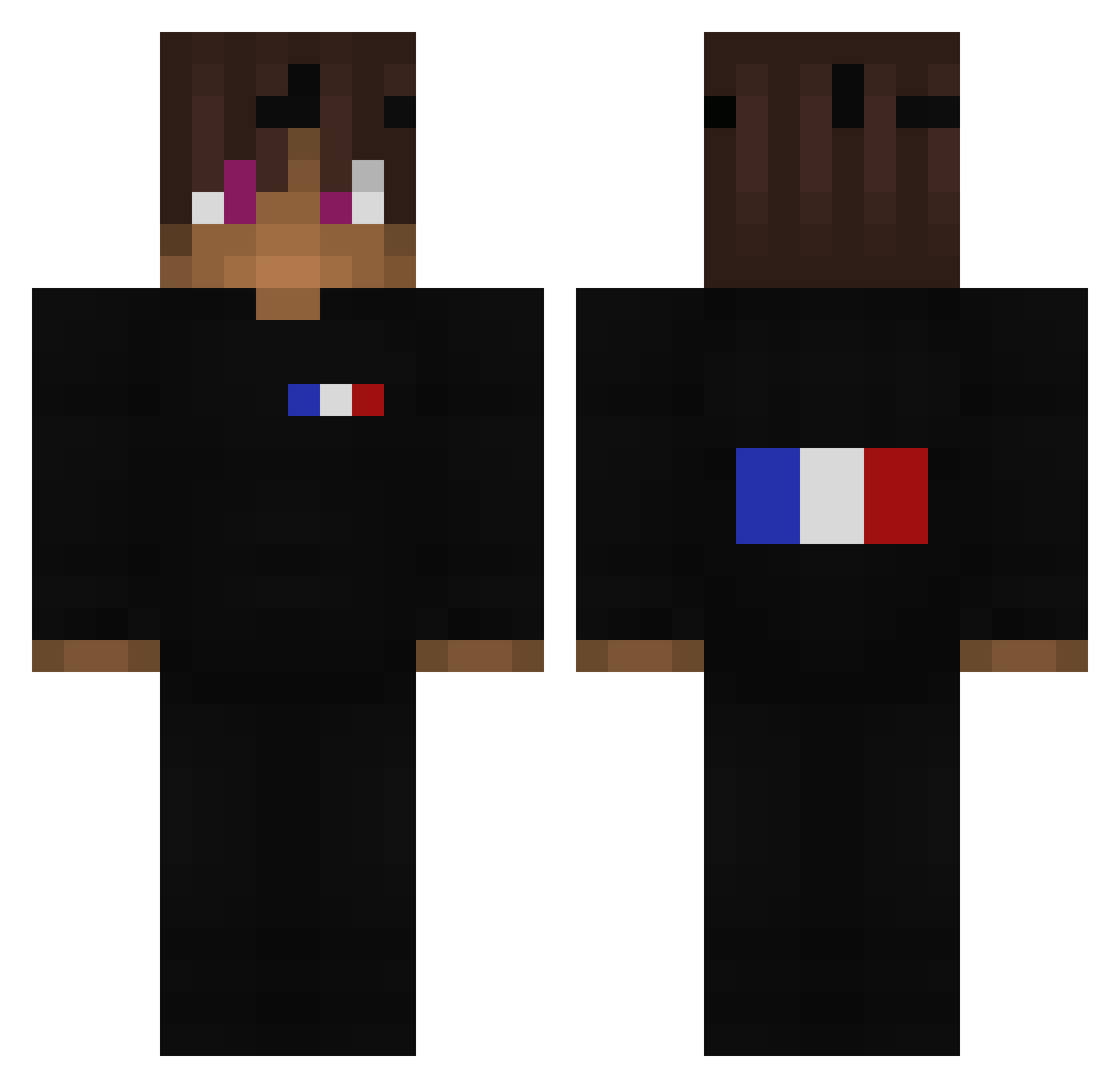 Showmore Minecraft skin, front and back view