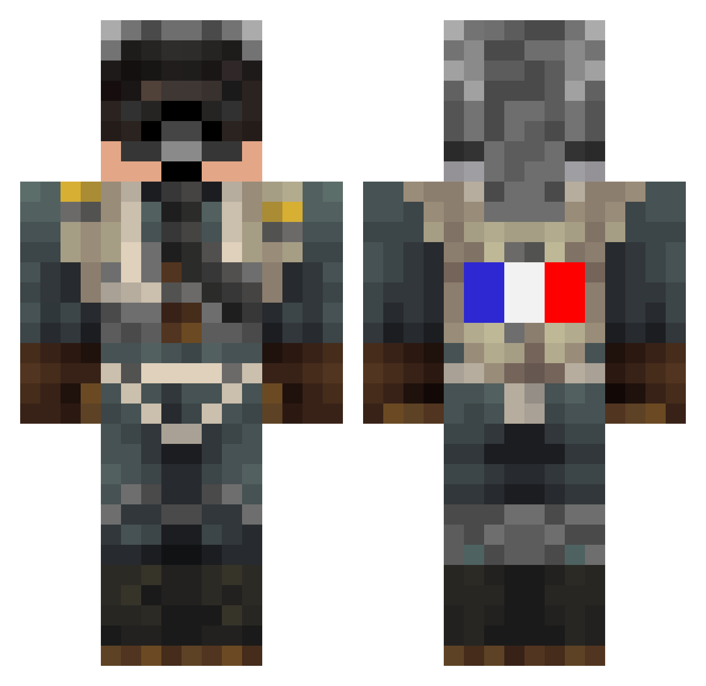 Xefein Minecraft skin, front and back view