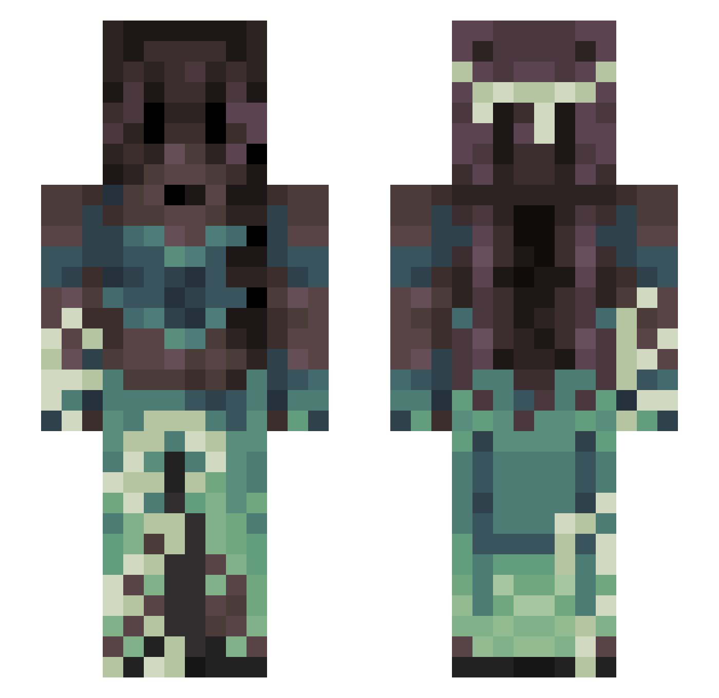 HighOcto Minecraft skin, front and back view