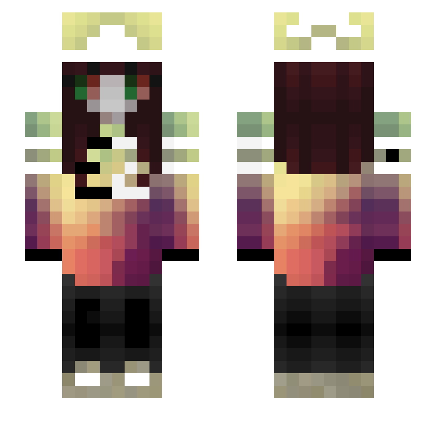 Relogz Minecraft skin, front and back view