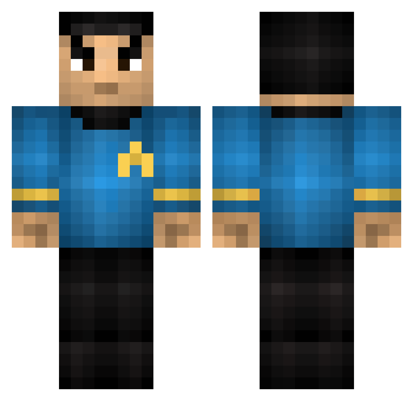 ShadowSweeper Minecraft skin, front and back view