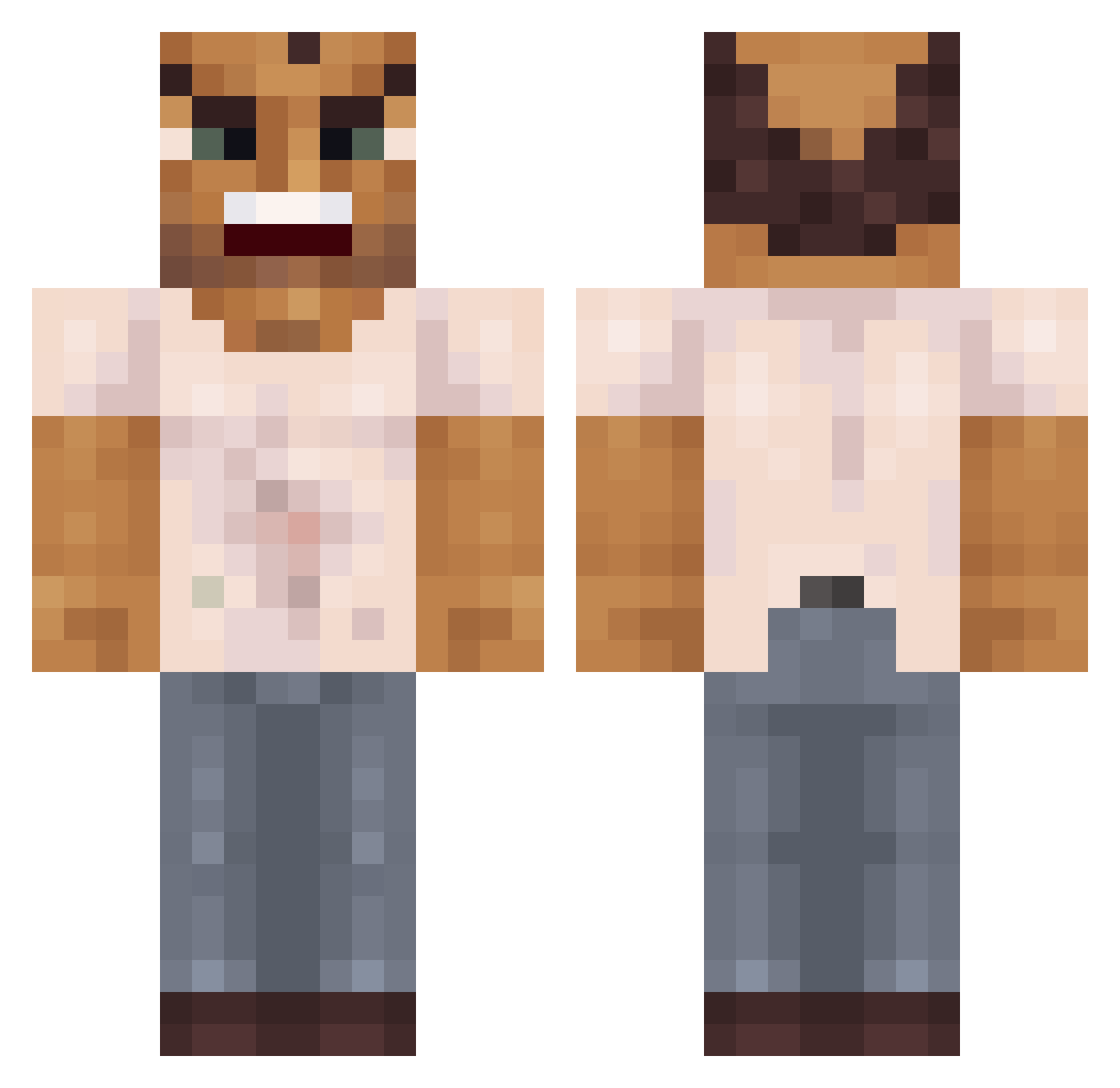 CU5HI Minecraft skin, front and back view