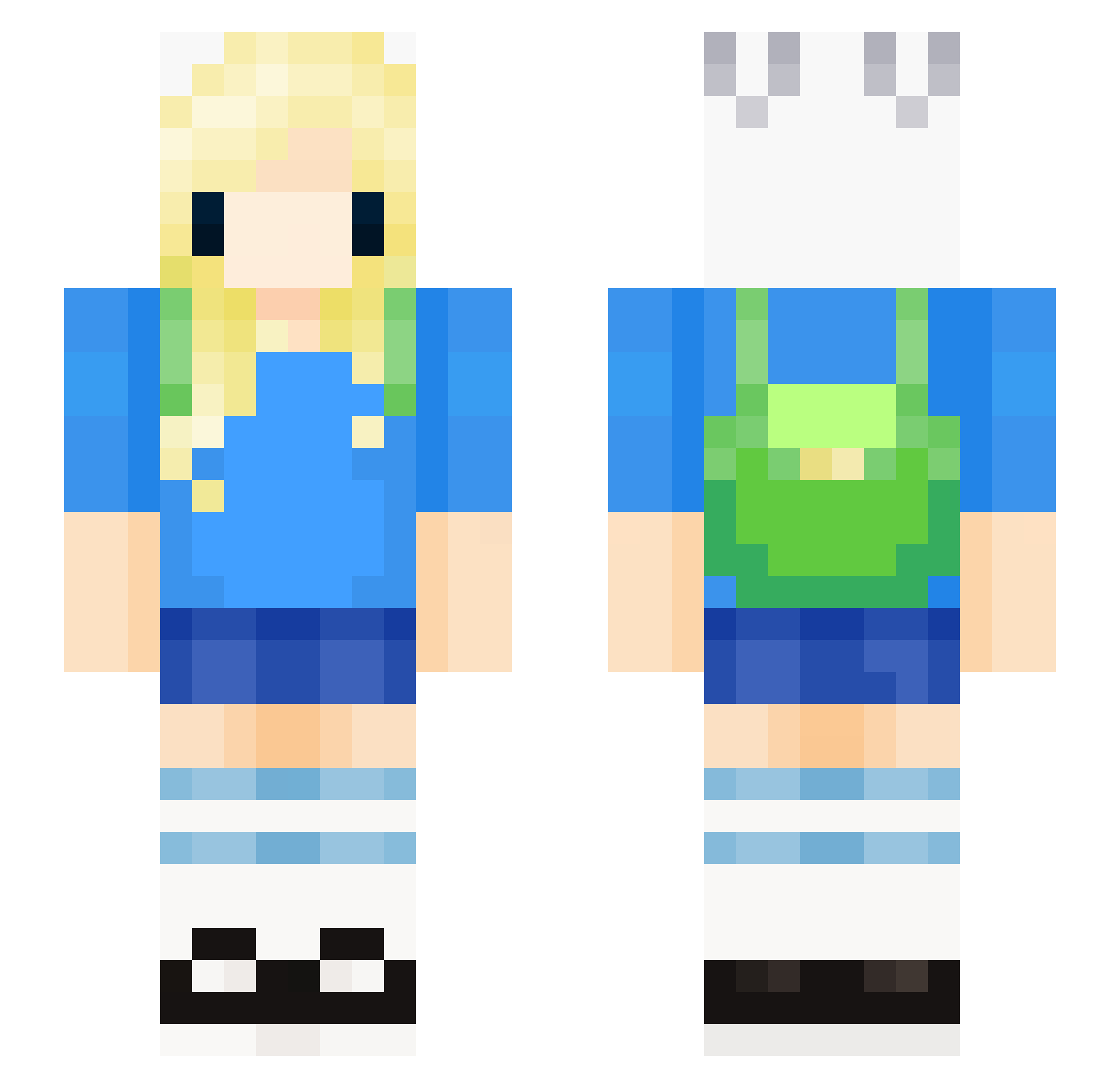 PrimBee Minecraft skin, front and back view