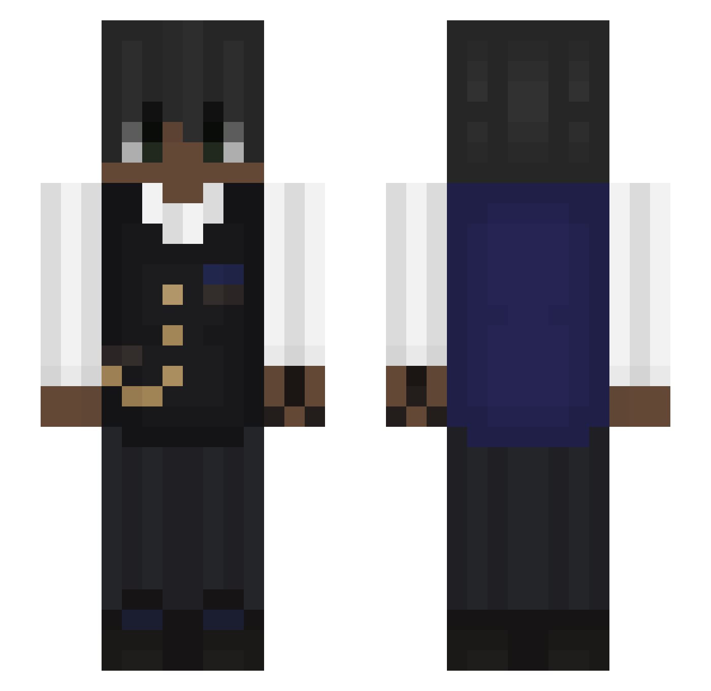 MrCute Minecraft skin, front and back view
