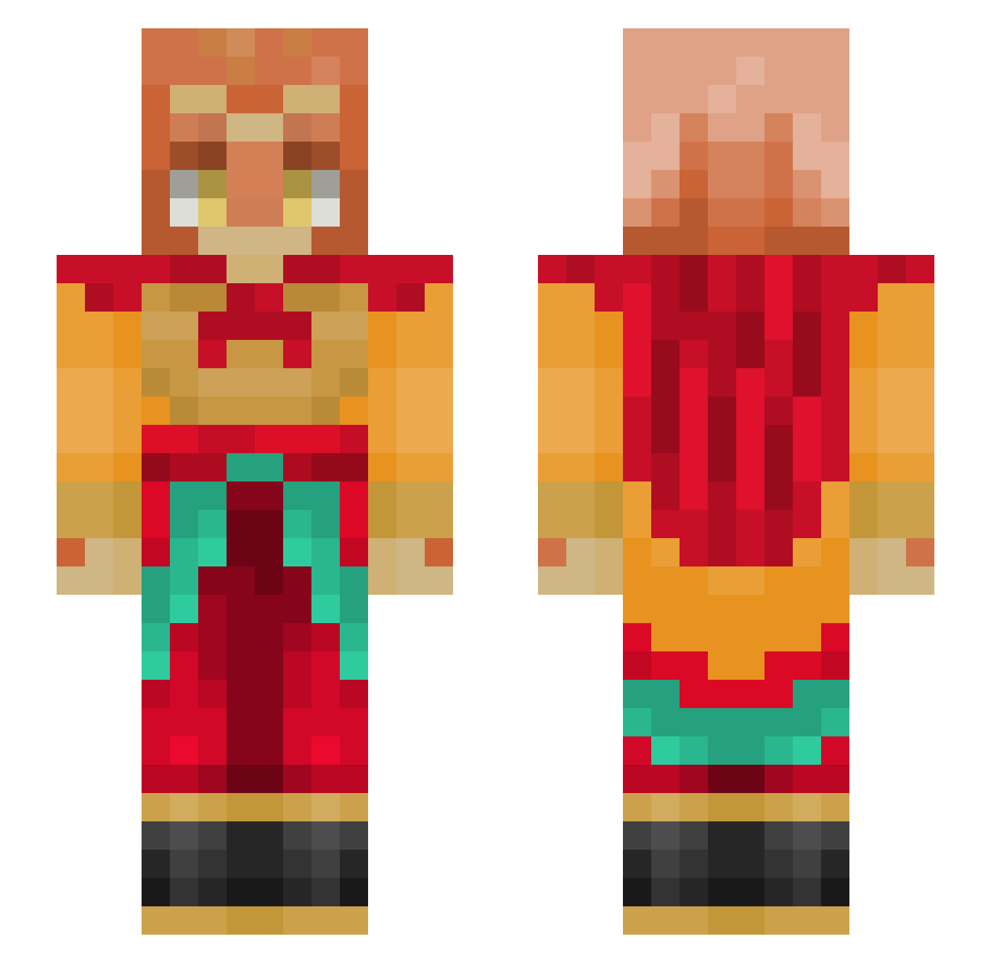 ThePastaKingLXIX Minecraft skin, front and back view