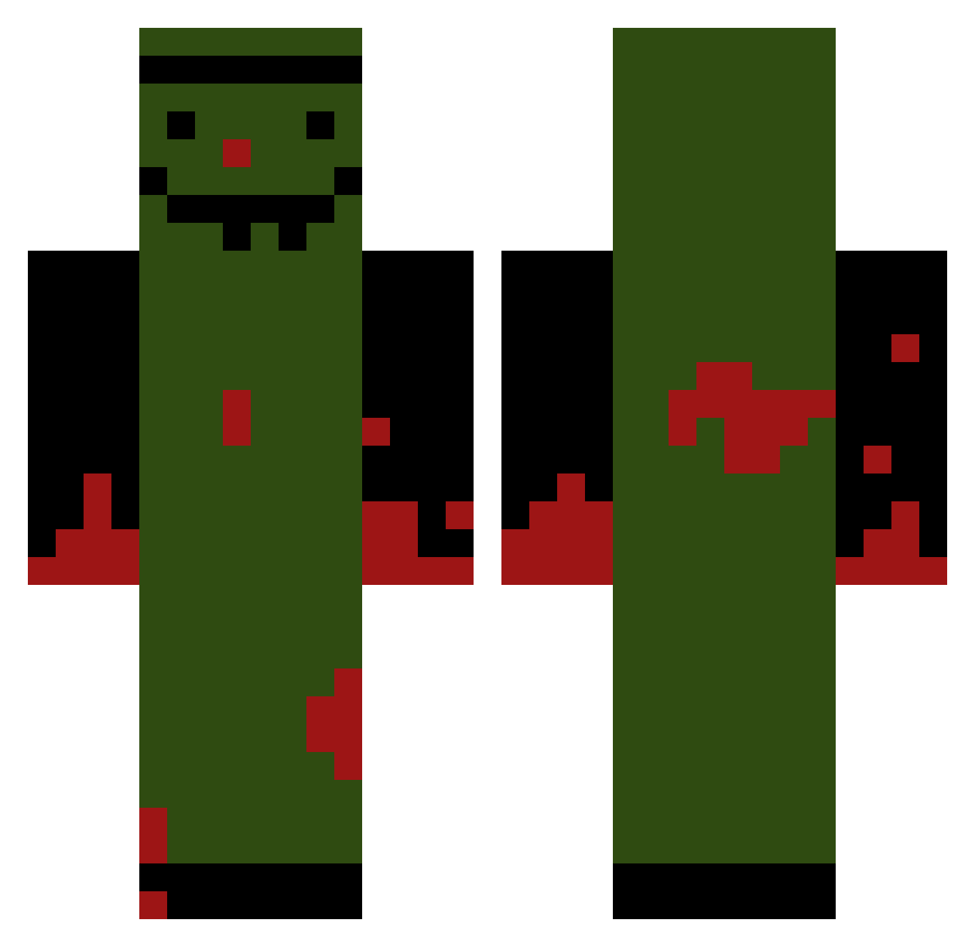 L9X5V3ZAZ1V8L3XC Minecraft skin, front and back view