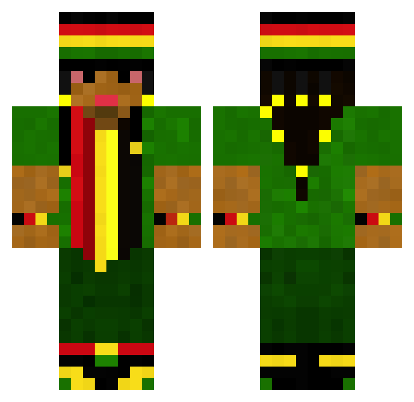 Sxburbio Minecraft skin, front and back view