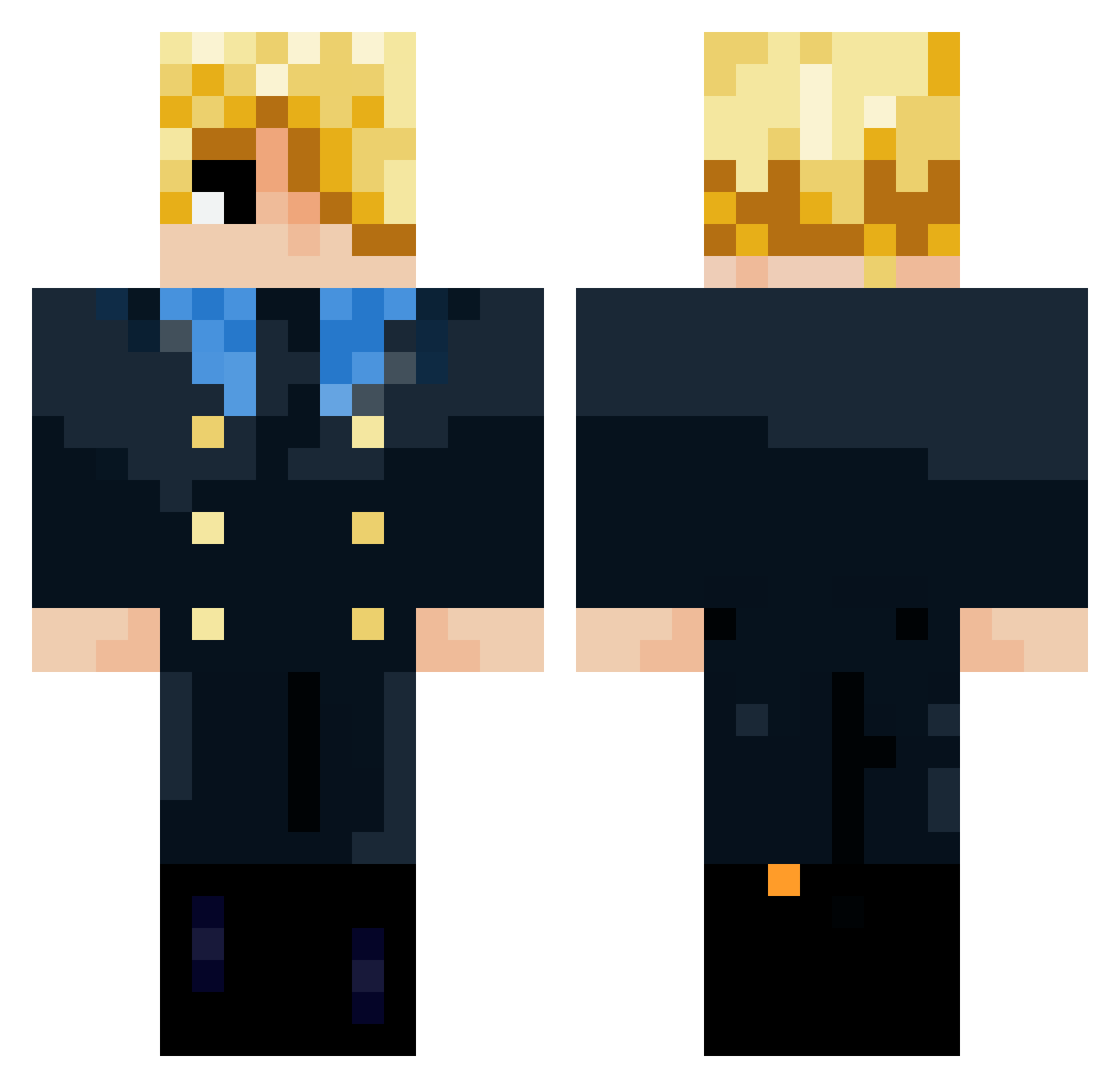 Mullac7 Minecraft skin, front and back view