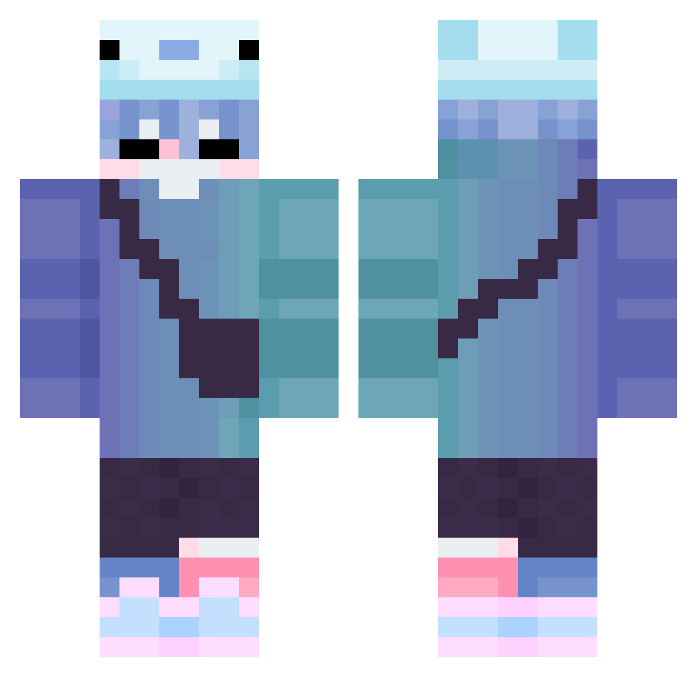 XxRyuu_ Minecraft skin, front and back view