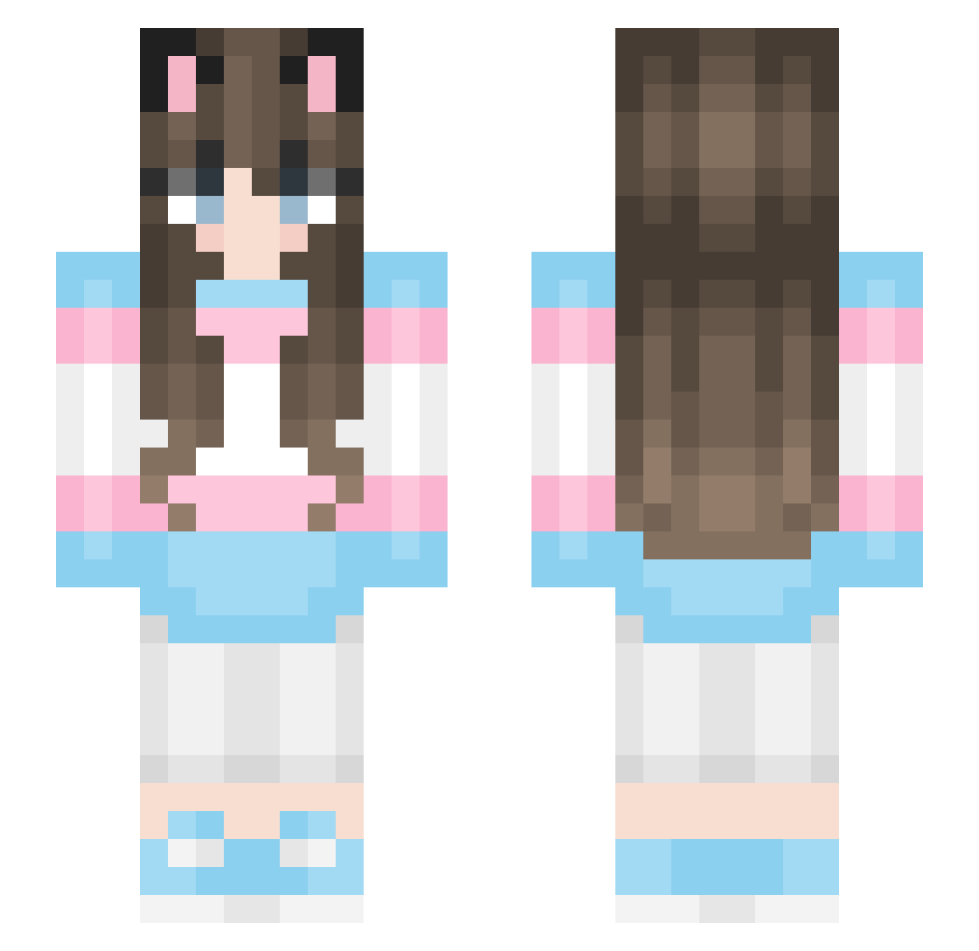 NinjaBuilder Minecraft skin, front and back view