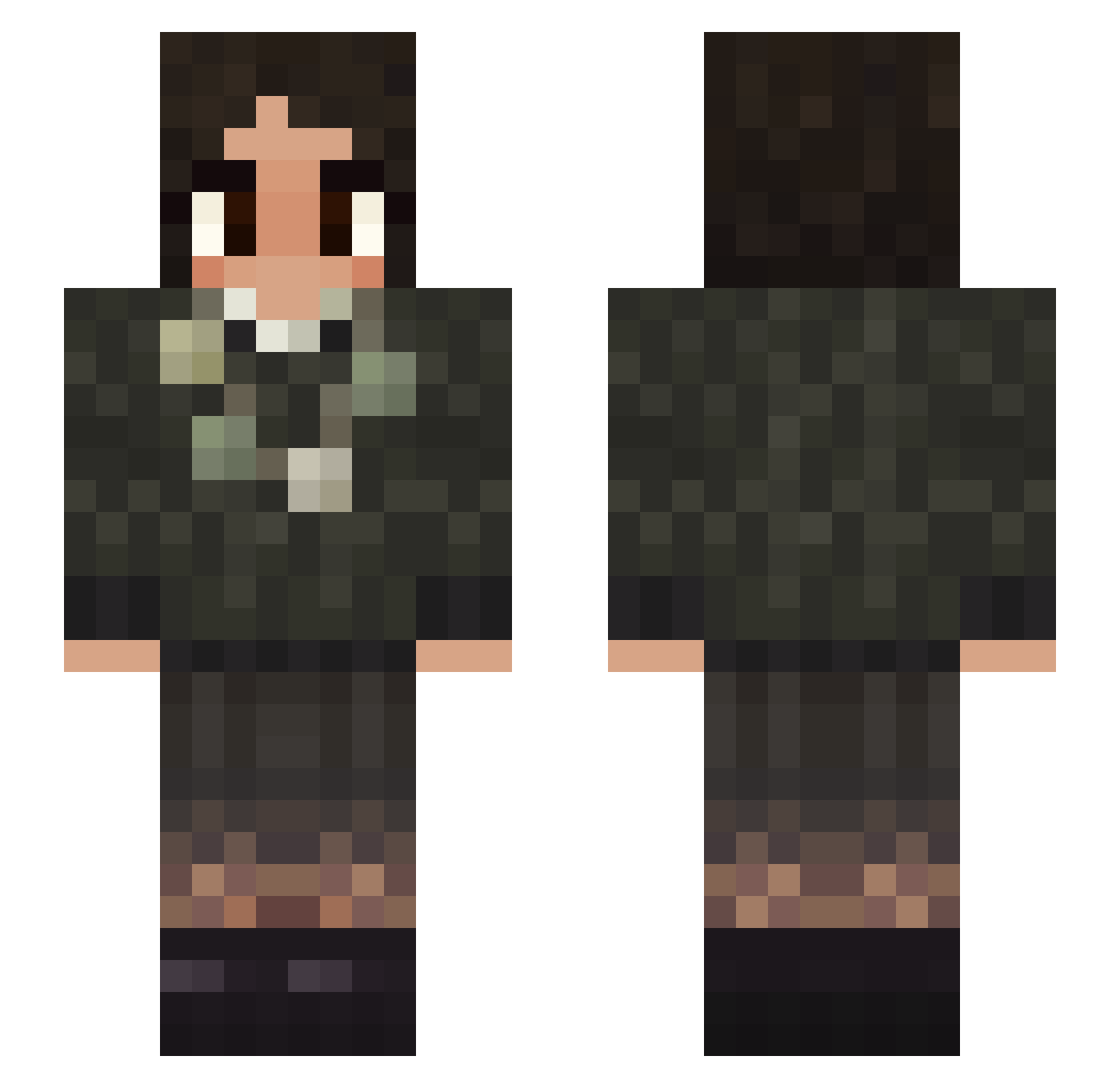 RestlessPip Minecraft skin, front and back view