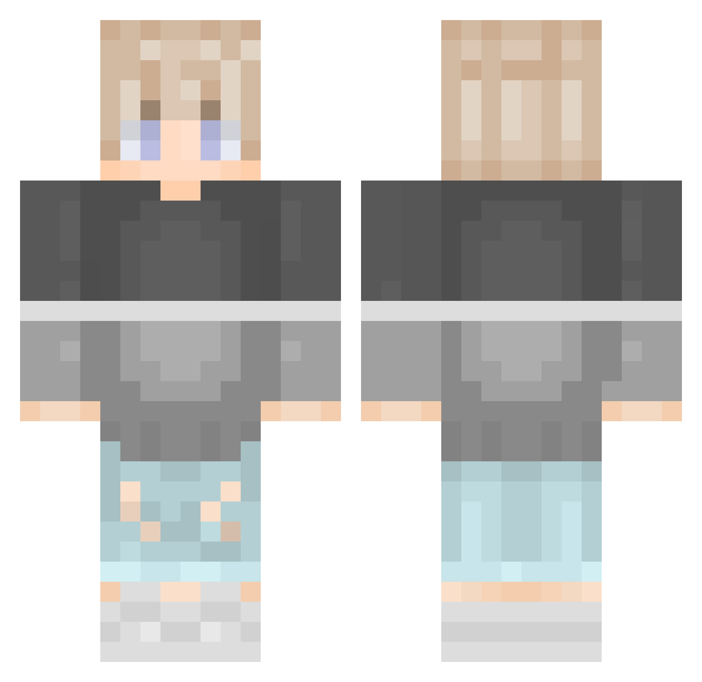 Shockkk Minecraft skin, front and back view