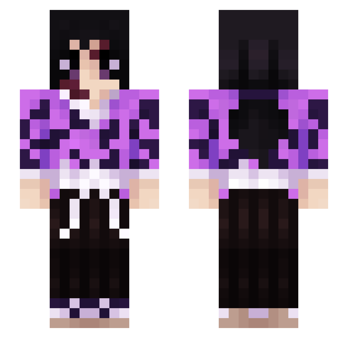 Hipporiderq Minecraft skin, front and back view