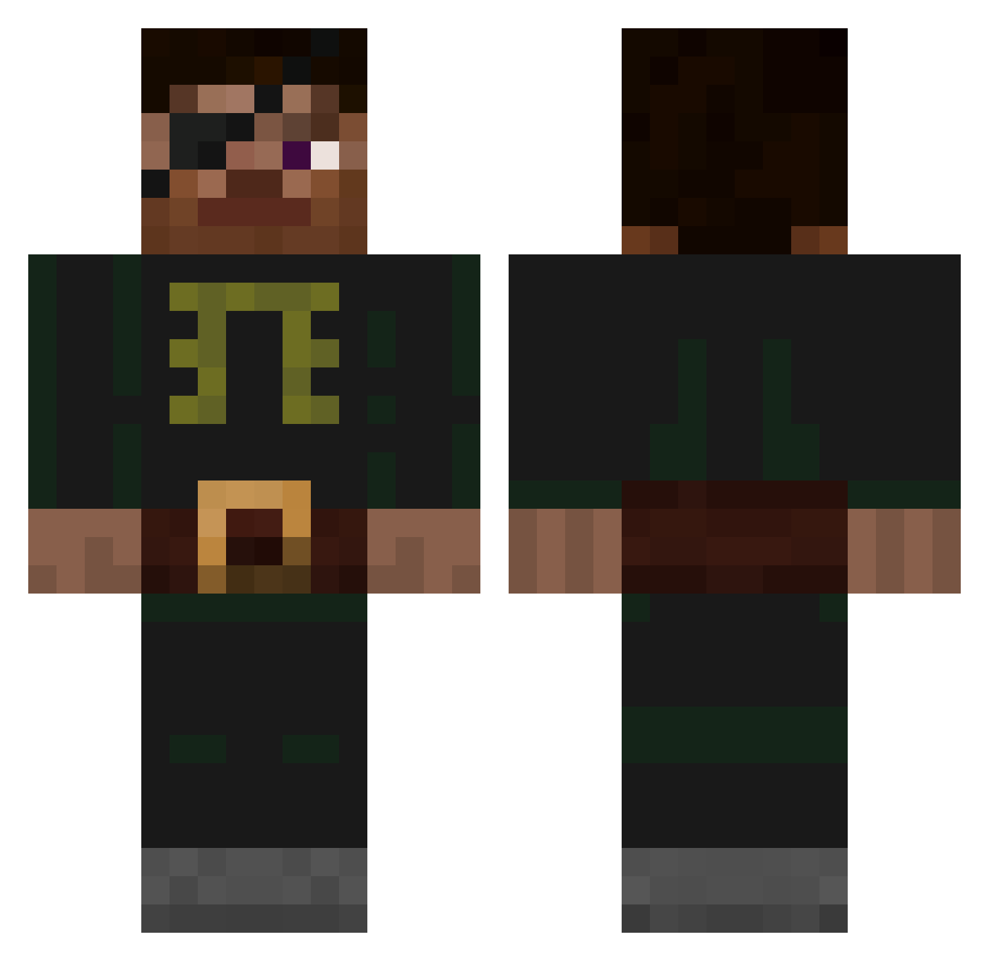 vomitqz Minecraft skin, front and back view