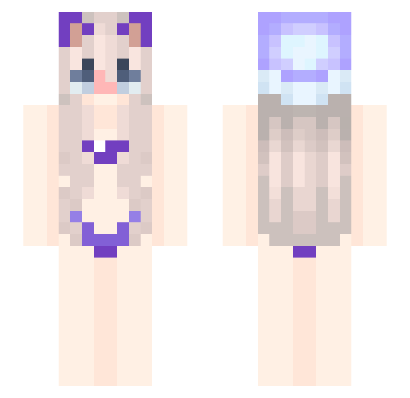 Sweetiefox012 Minecraft skin, front and back view
